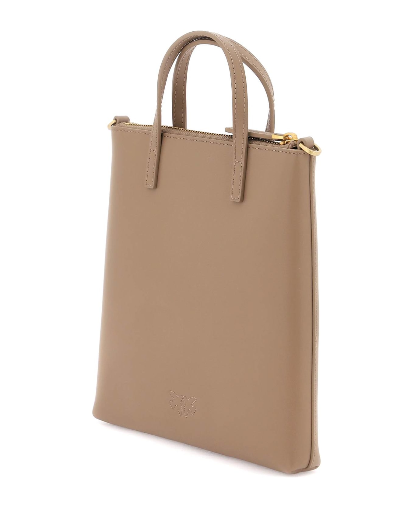 Pinko Leather Mini Tote Bag - BISCOTTO ZENZERO ANTIQUE GOLD (Brown) トートバッグ