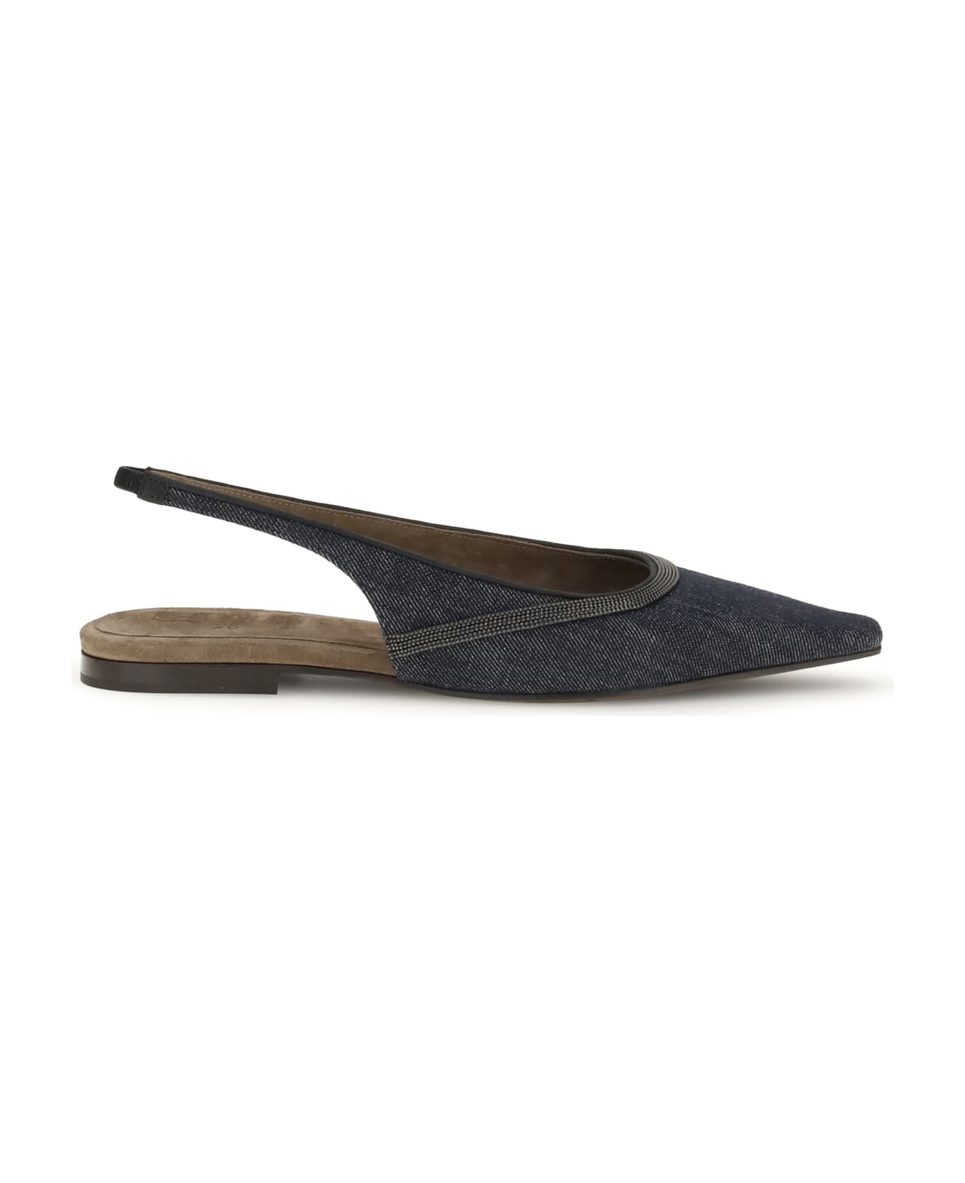 Brunello Cucinelli Denim Slingback Ballerinas