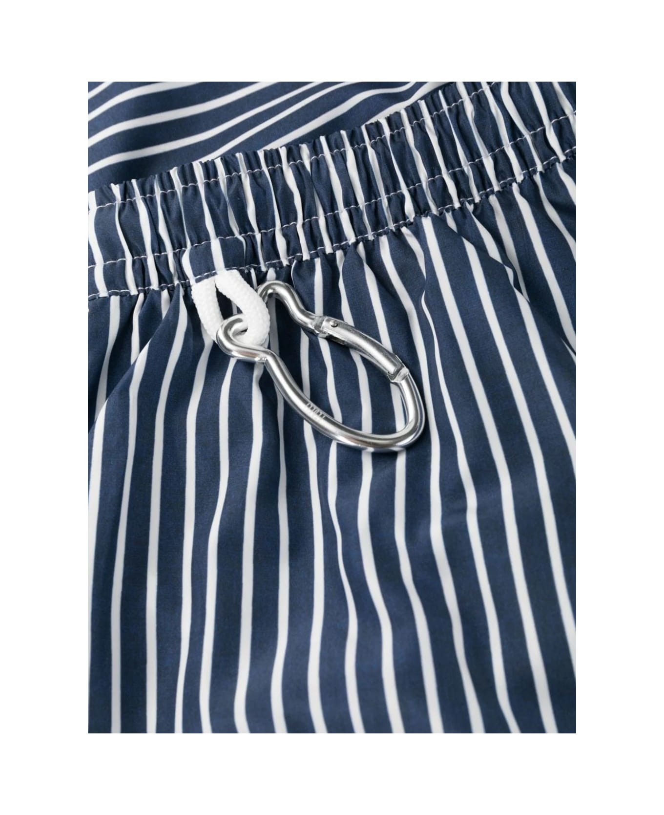 Fedeli Navy Blue And White Striped Swim Shorts - Blue スイムトランクス