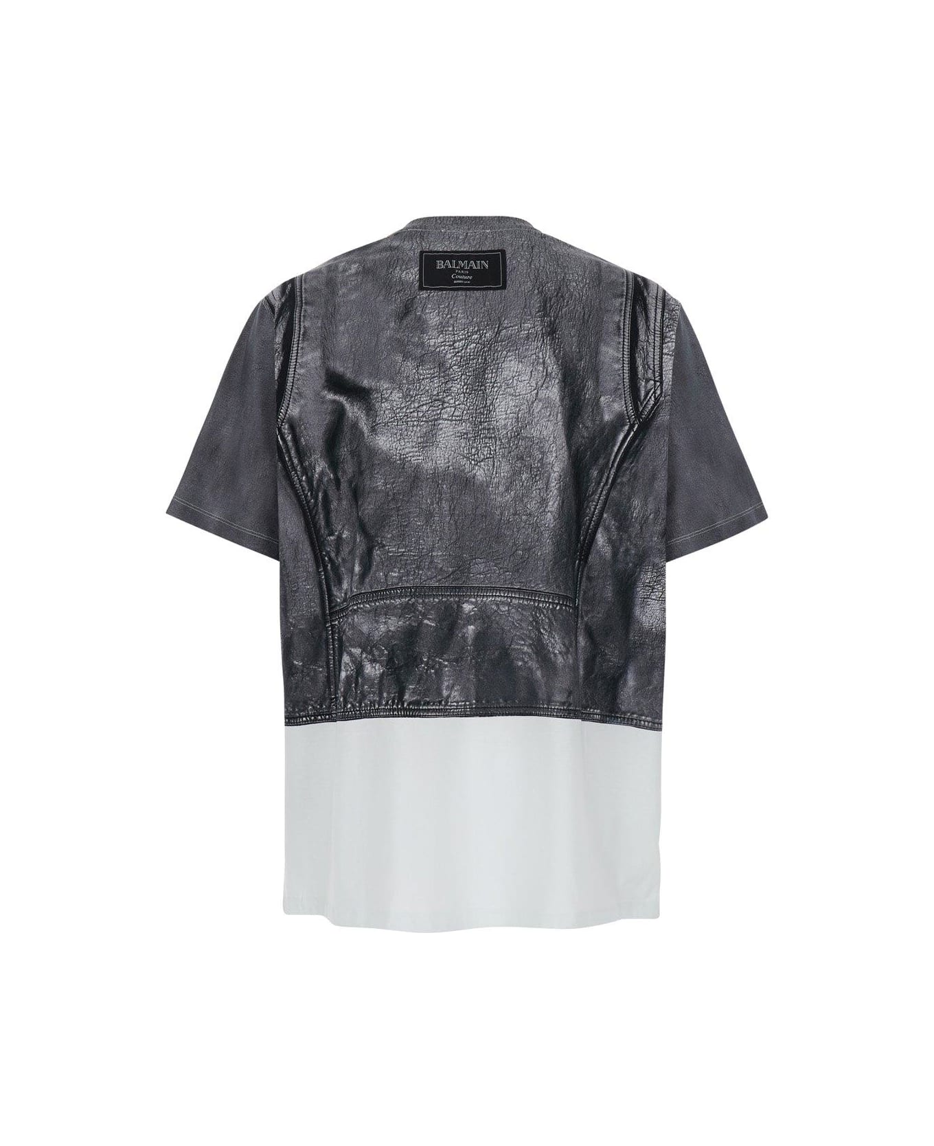 Balmain Biker Jacket Print T-shirt - White/black