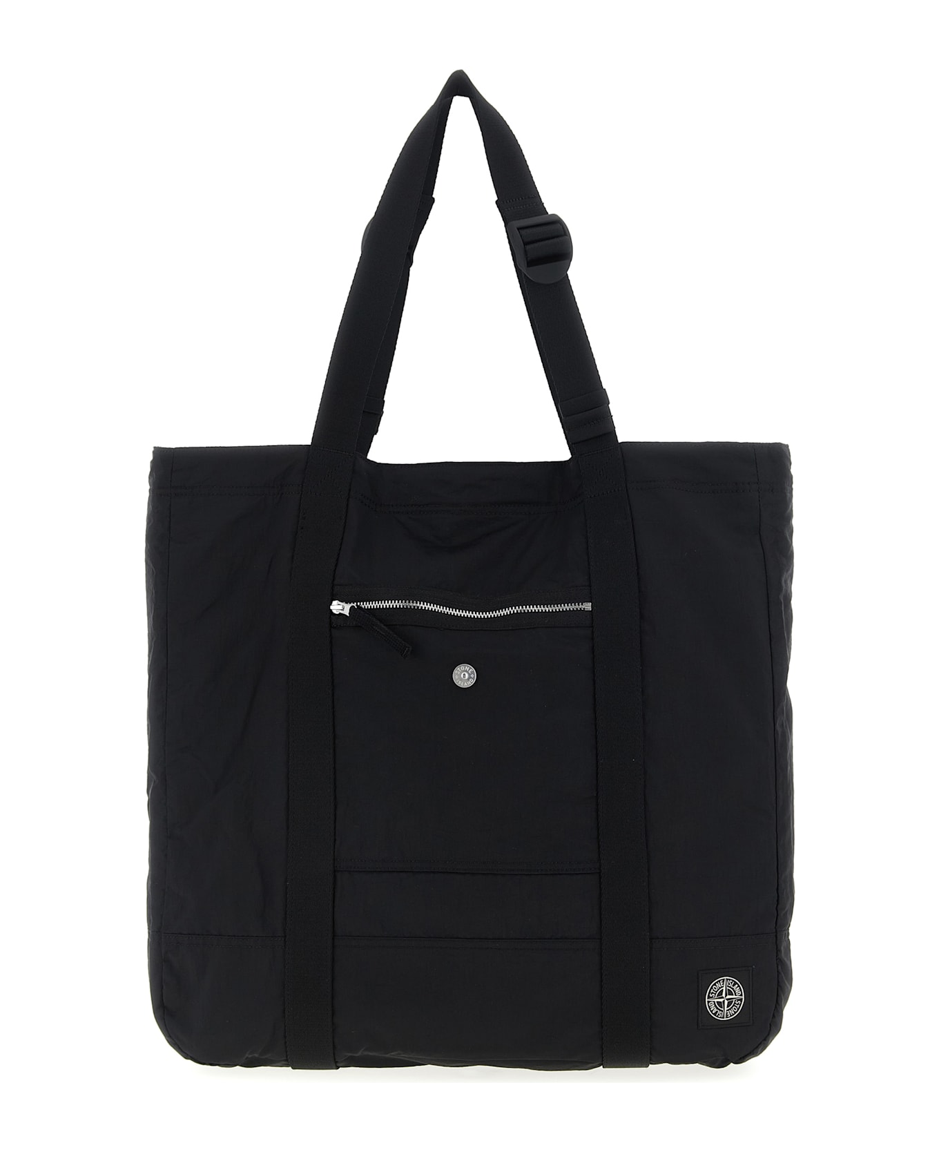 Stone Island Logo Patch Shopping Bag - Black  