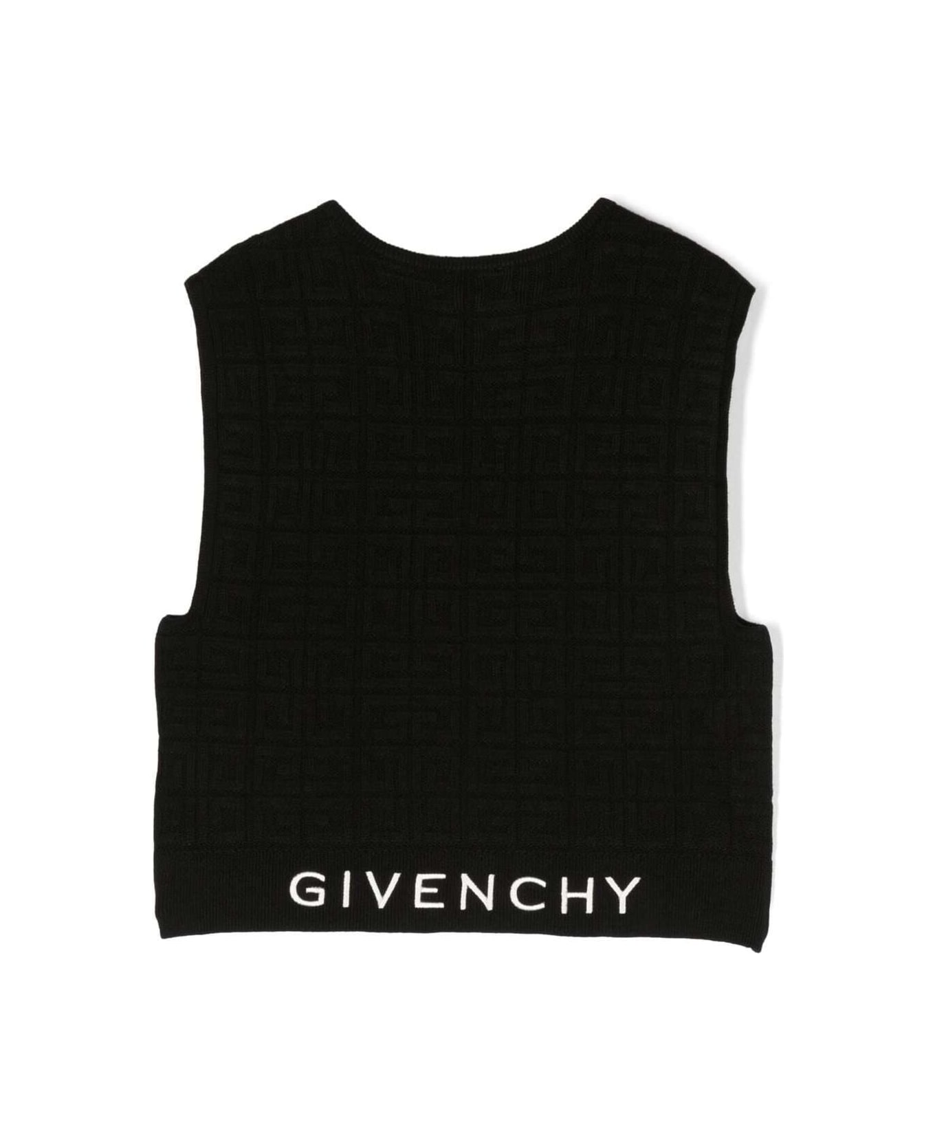 Givenchy Black Top With Embroidered Logo In Viscose Girl - Black