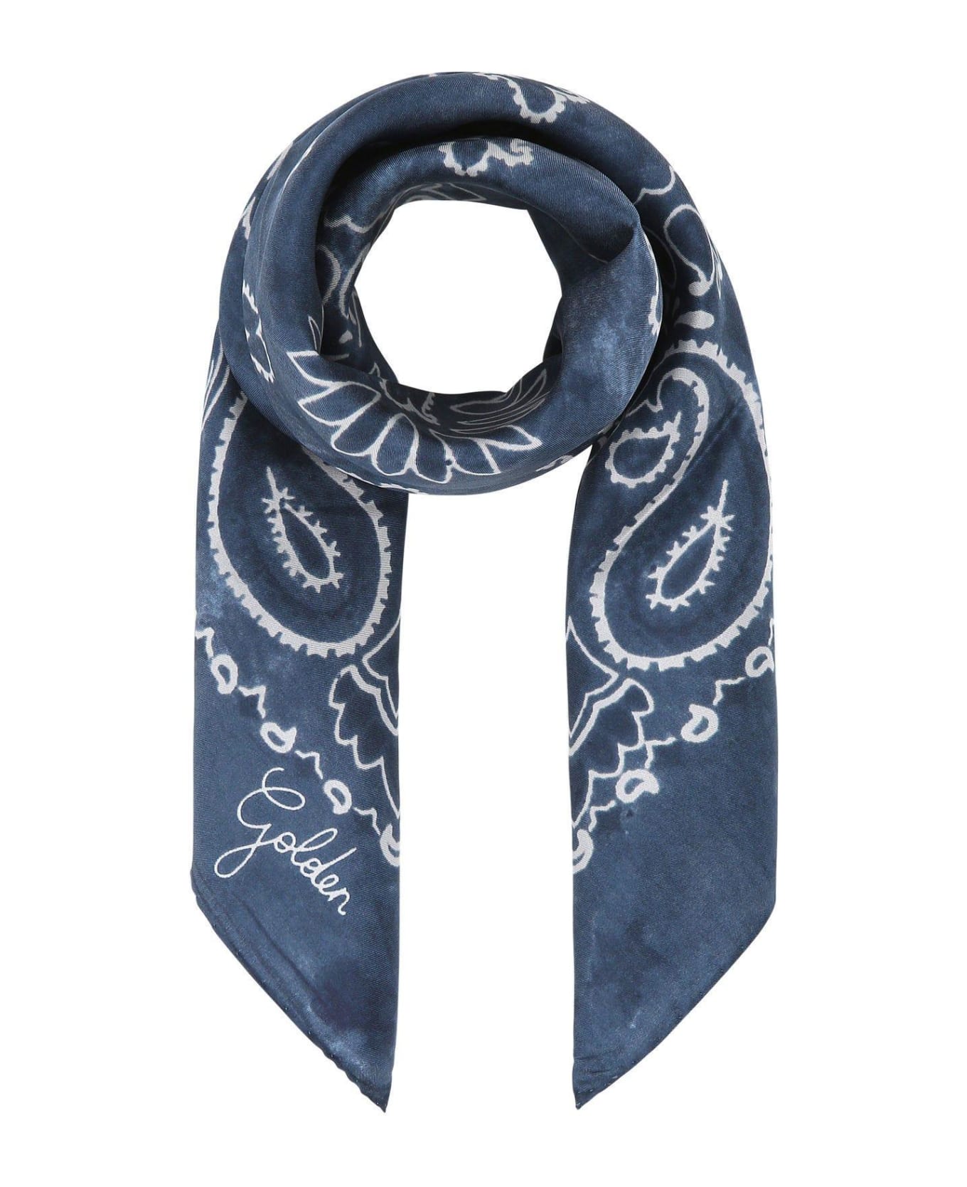 Golden Goose Printed Silk Foulard - Blue スカーフ