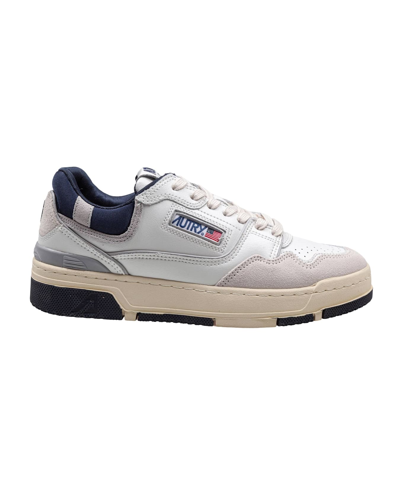 Autry Sneakers Clc Low In Suede And Nubuk White And Blue - WHT/SPACE