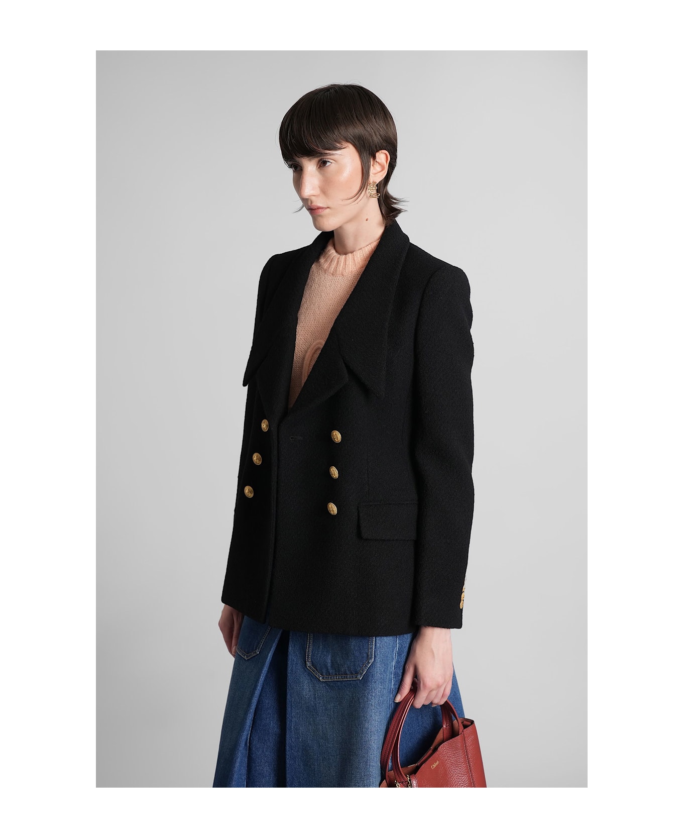 Chloé Blazer In Black Wool - black