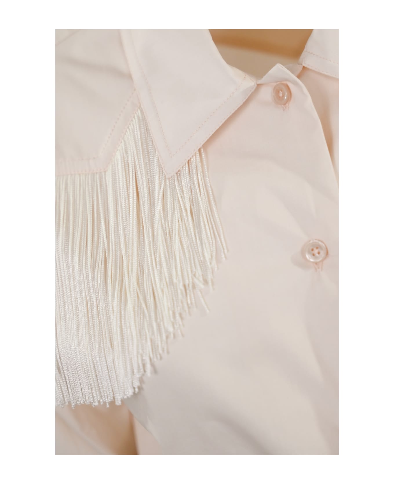 Pinko Cropped Shirt With Fringes - Rosa シャツ