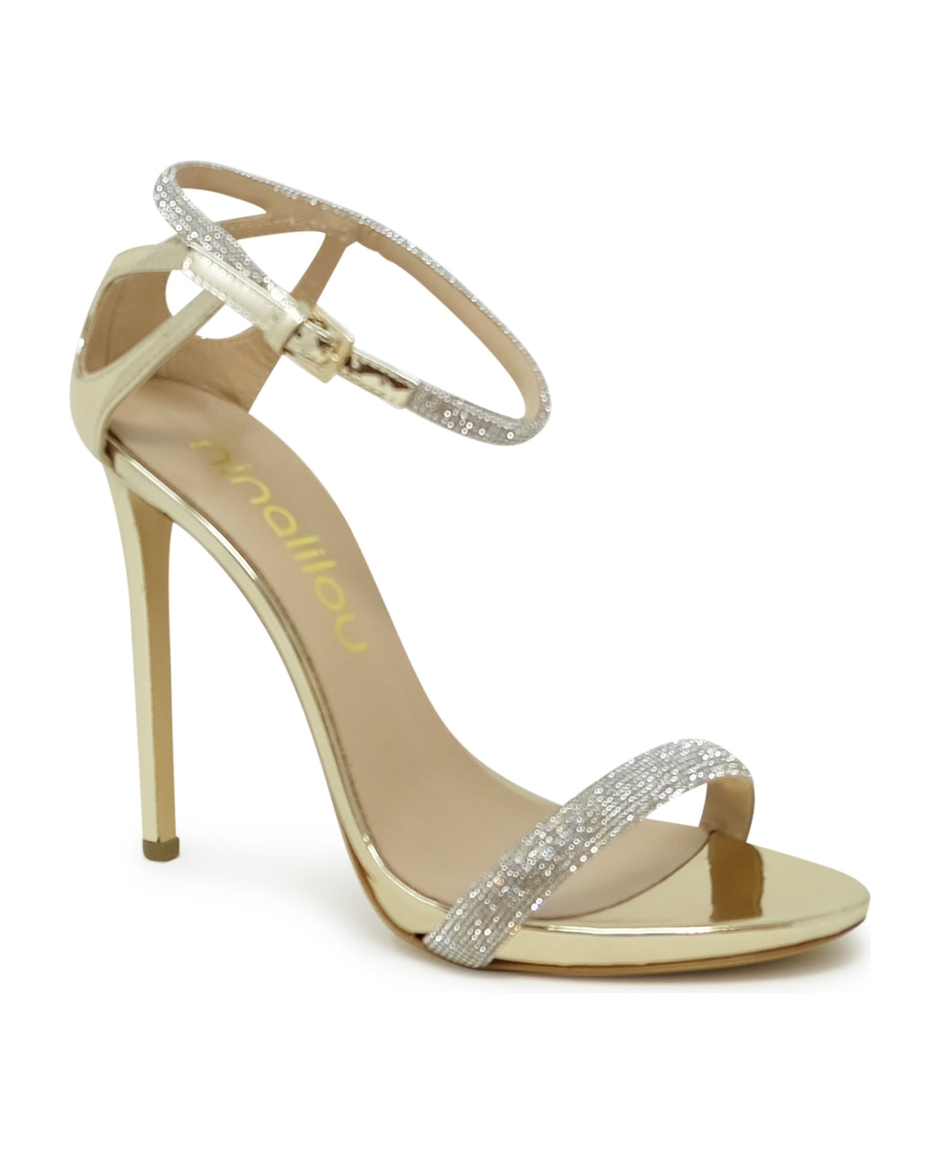 Ninalilou Gold Leather Sandals With Swarovski - GOLD