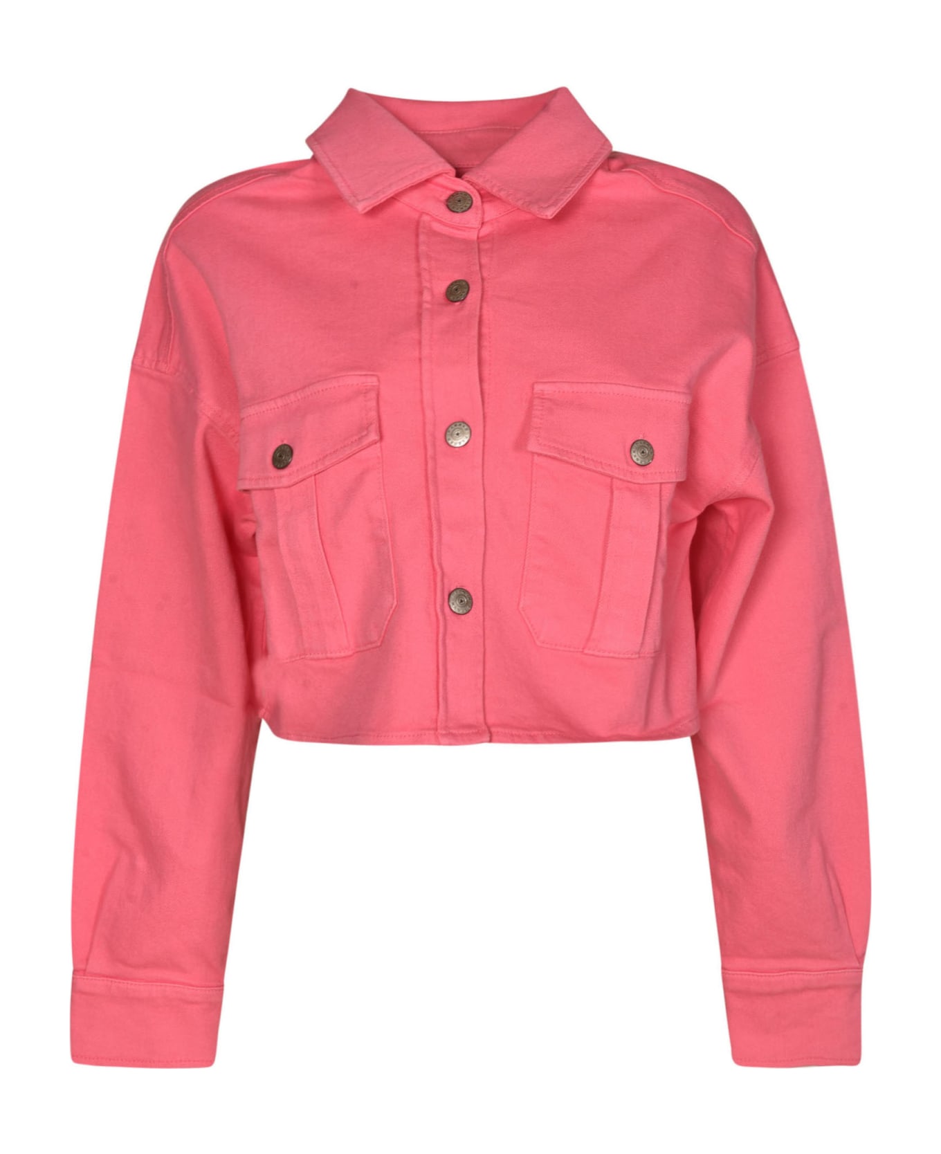Parosh Cropped Denim Jacket - Pink