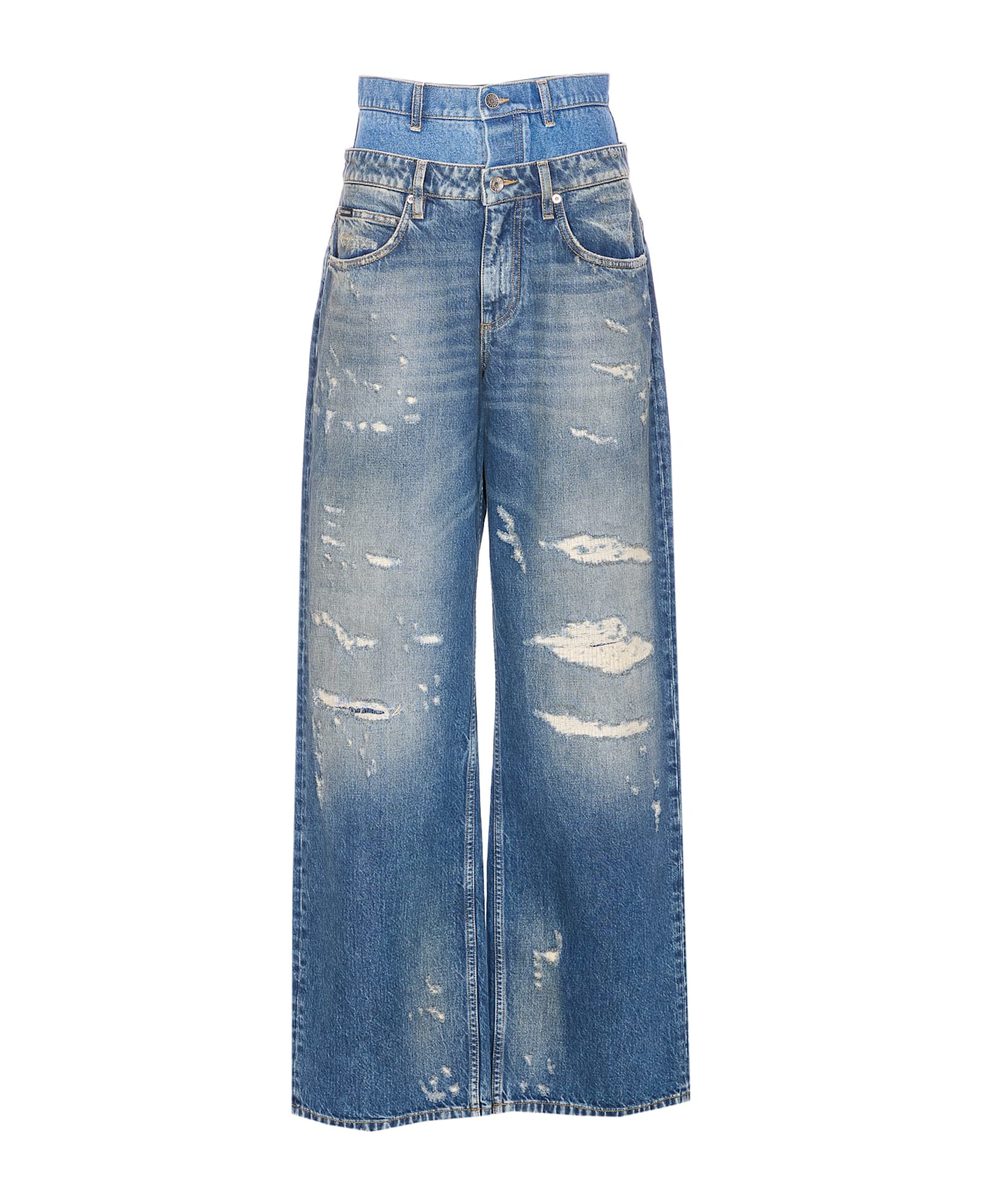 Dolce 
Gabbana Double Waisted Denim Jeans - Blue