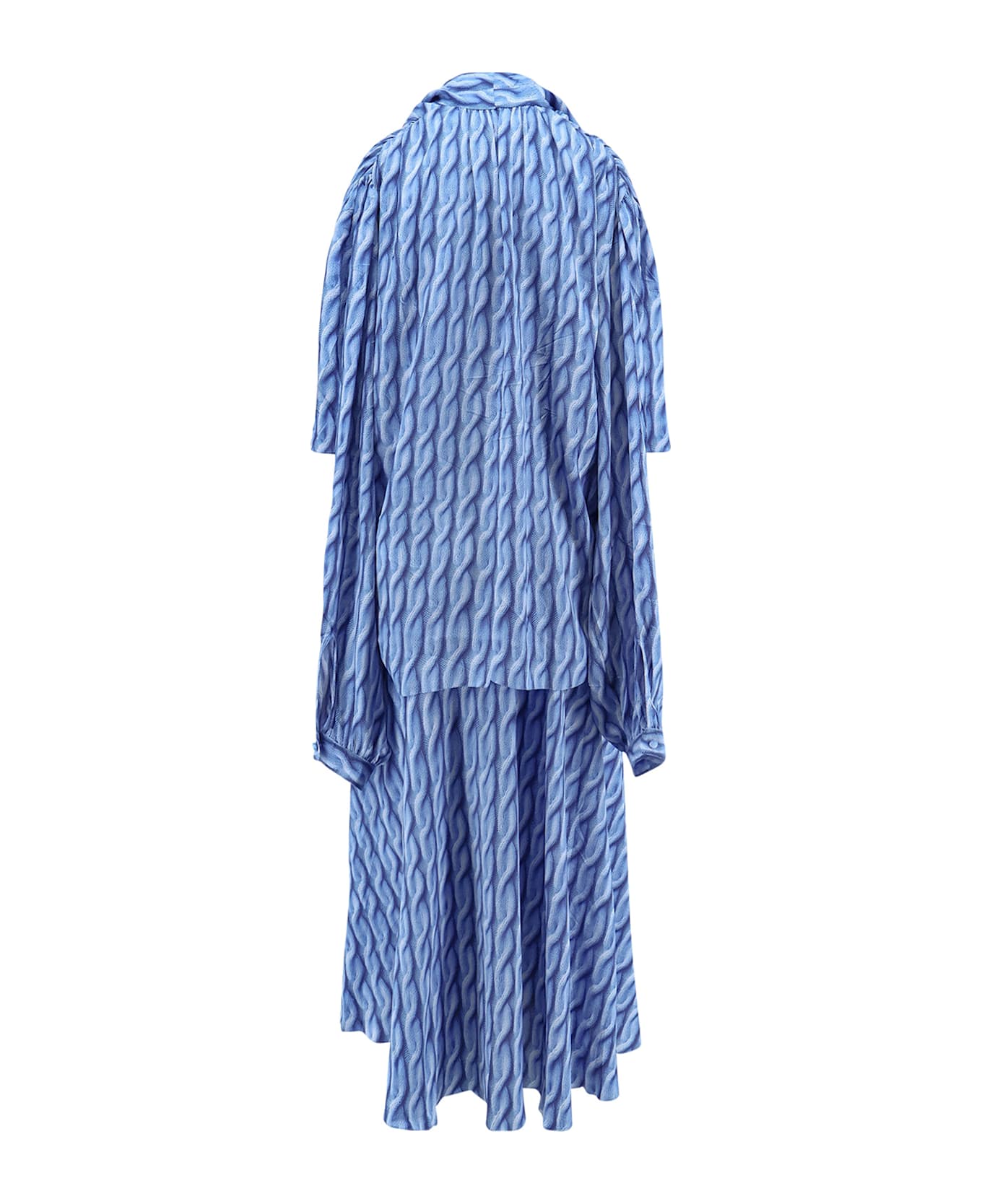 Balenciaga Printed Fabric Long Dress - Blue