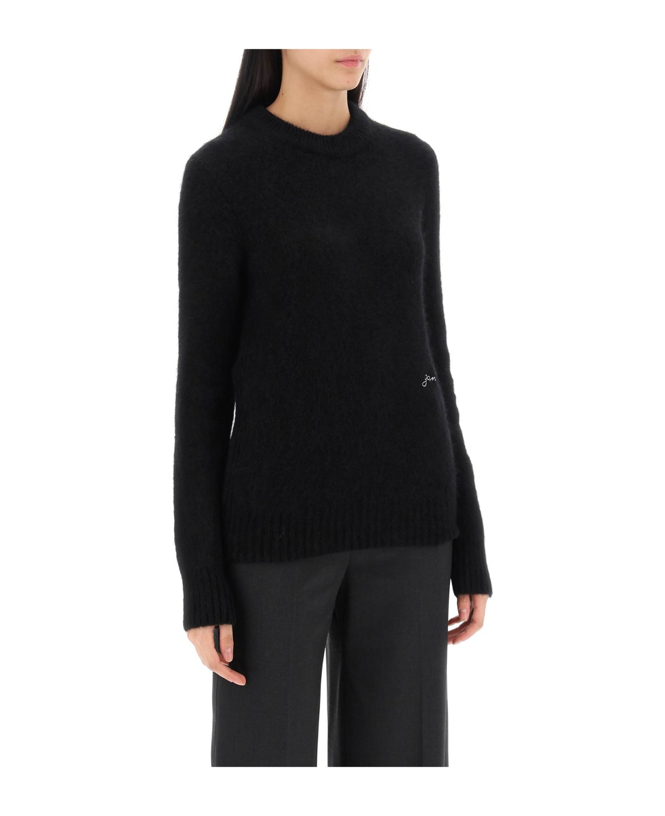 Ganni Brushed Alpaca And Wool Sweater - BLACK (Black) ニットウェア