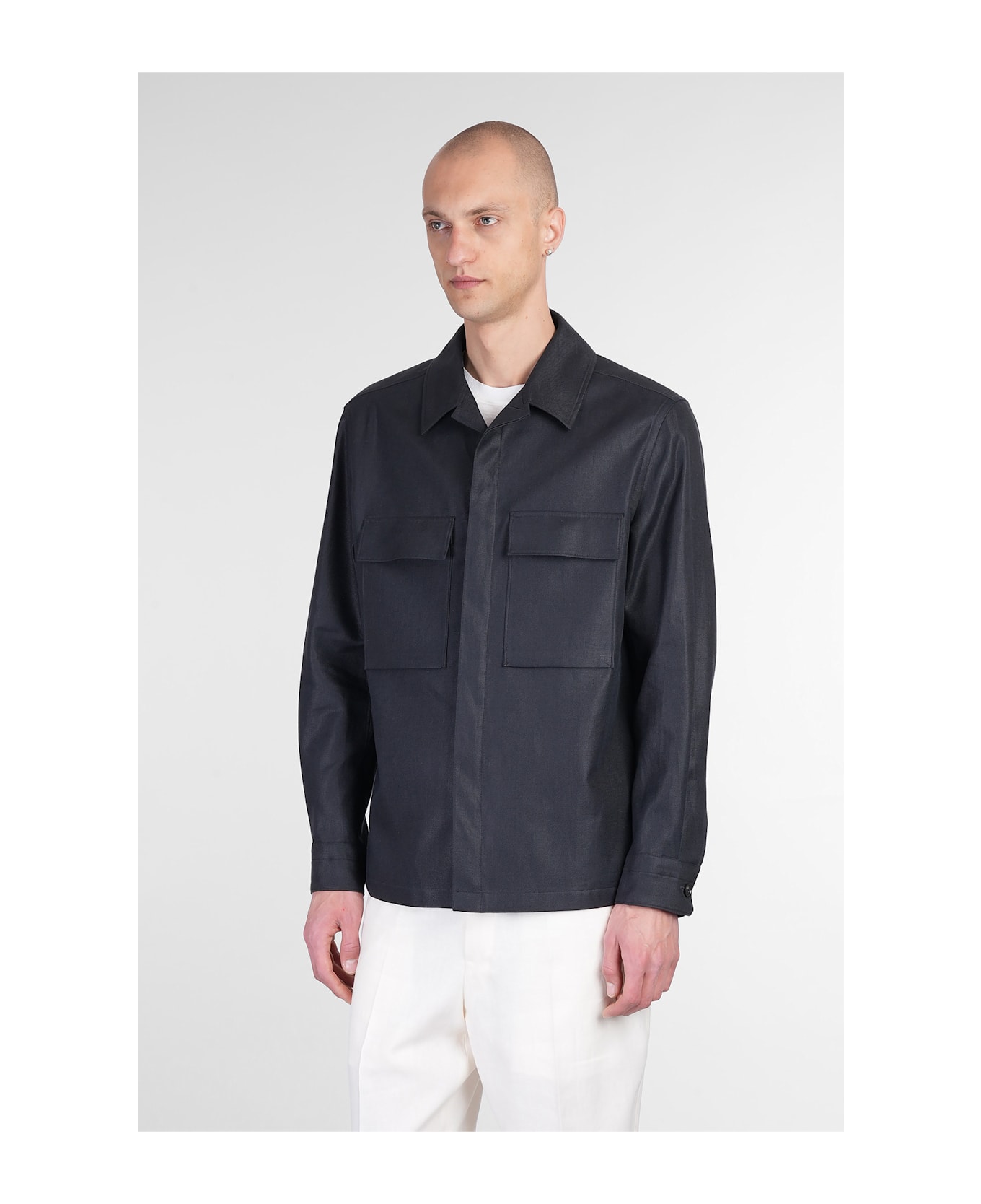 Zegna Shirt In Black Linen - black