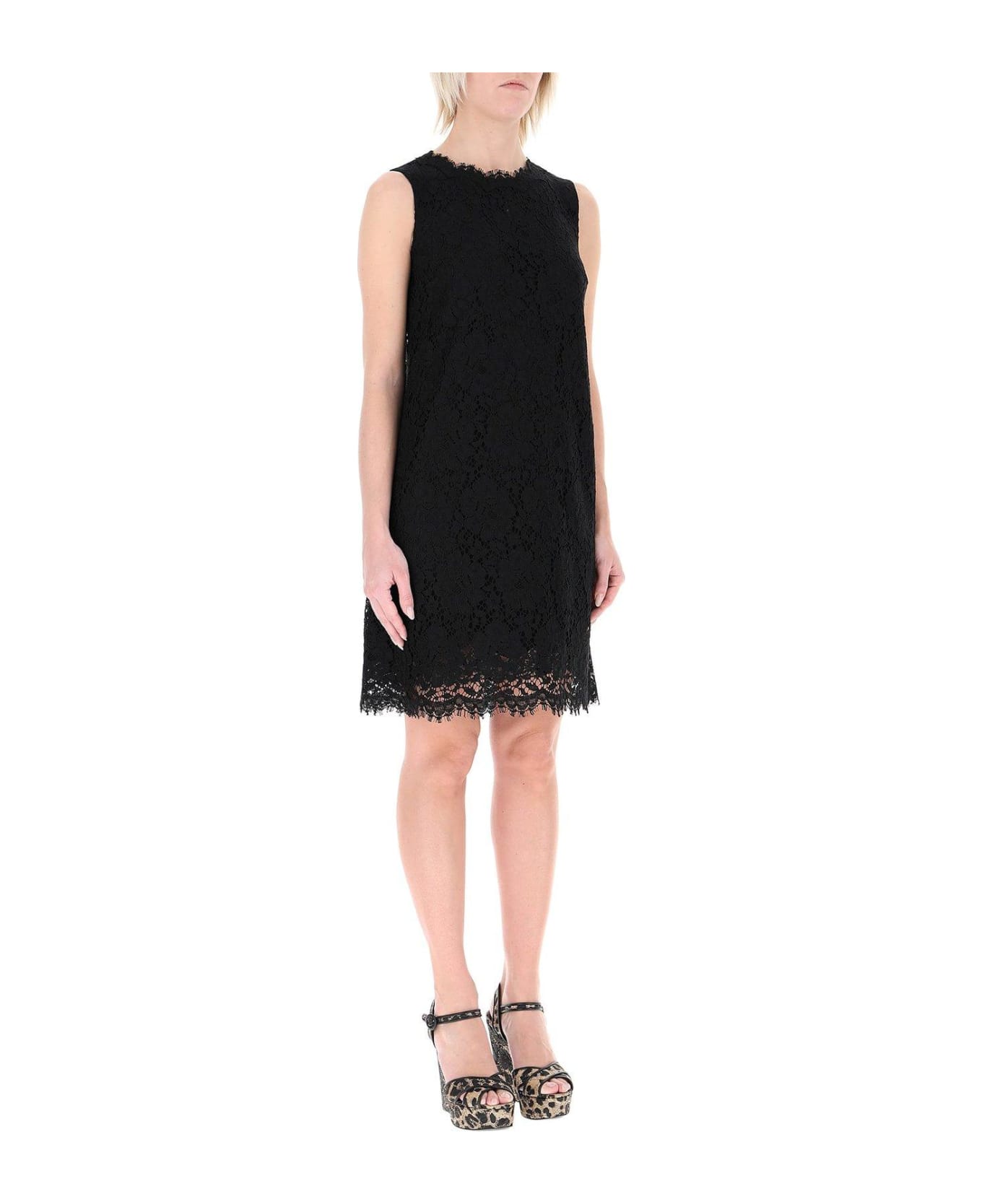 Dolce & Gabbana Lace Sleeveless Mini Dress - NERO