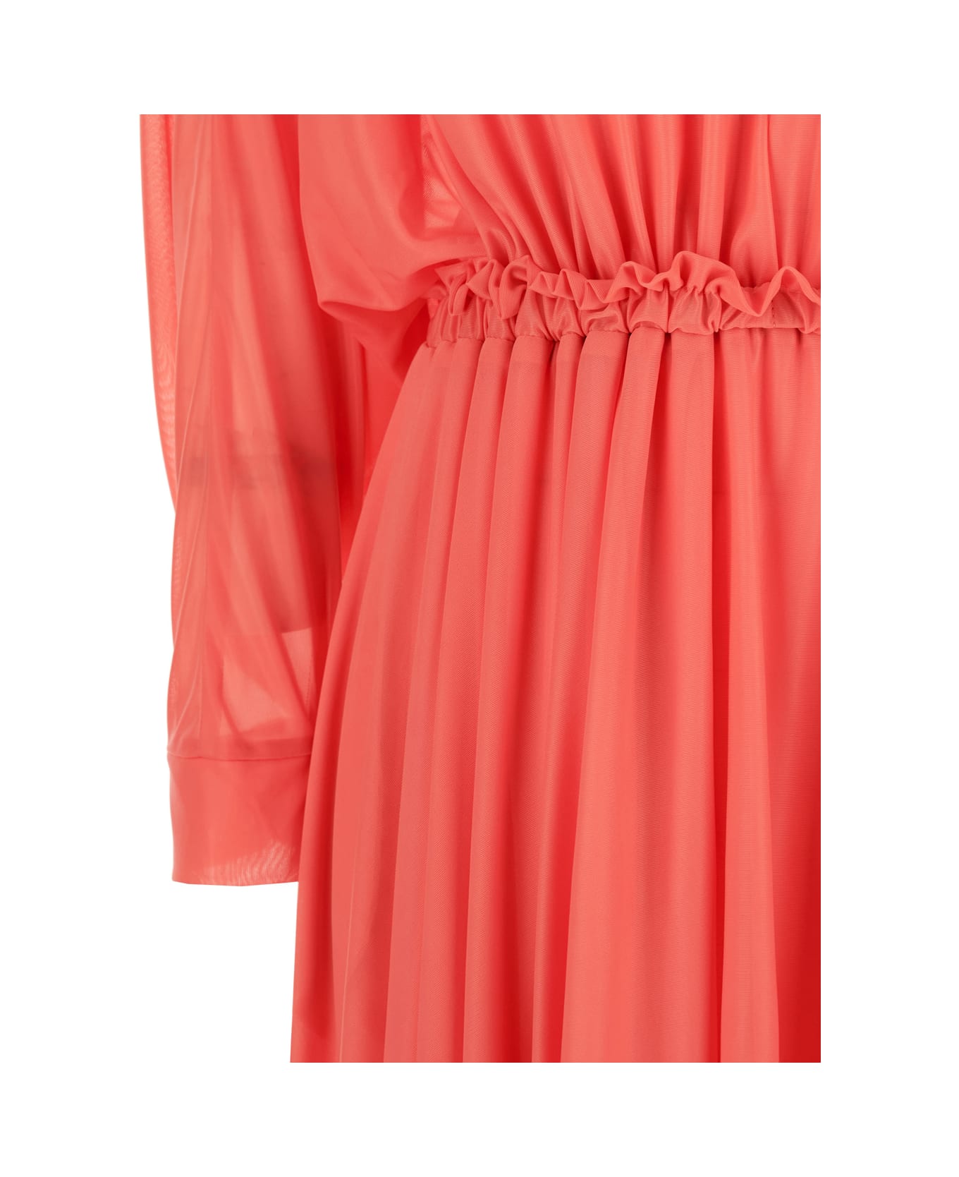 Pinko Orange Long Dress With Deep V-neck And Cut-out On The Back In Tech Fabric - Orange