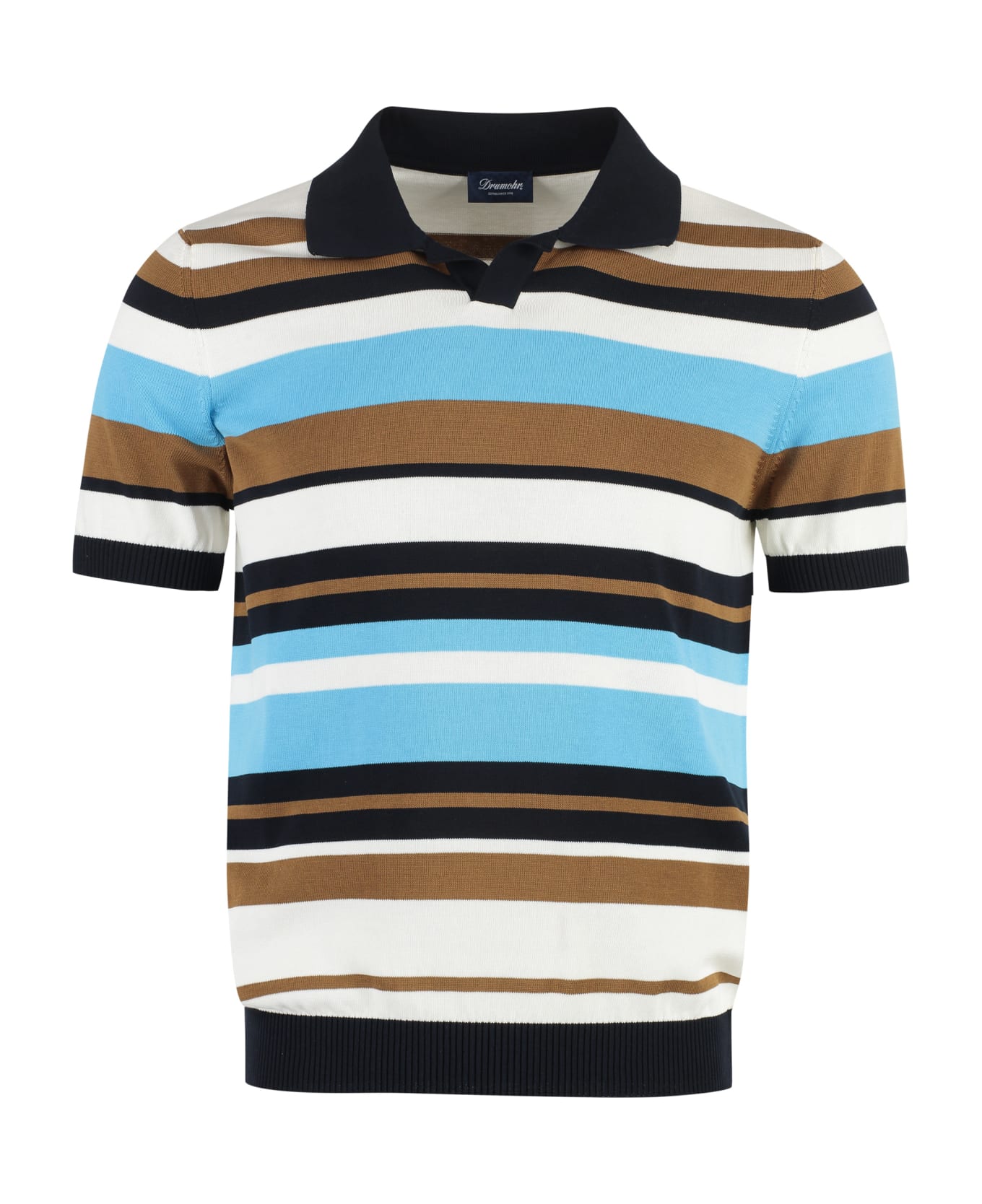 Drumohr Short Sleeve Cotton Polo Shirt - Multicolor