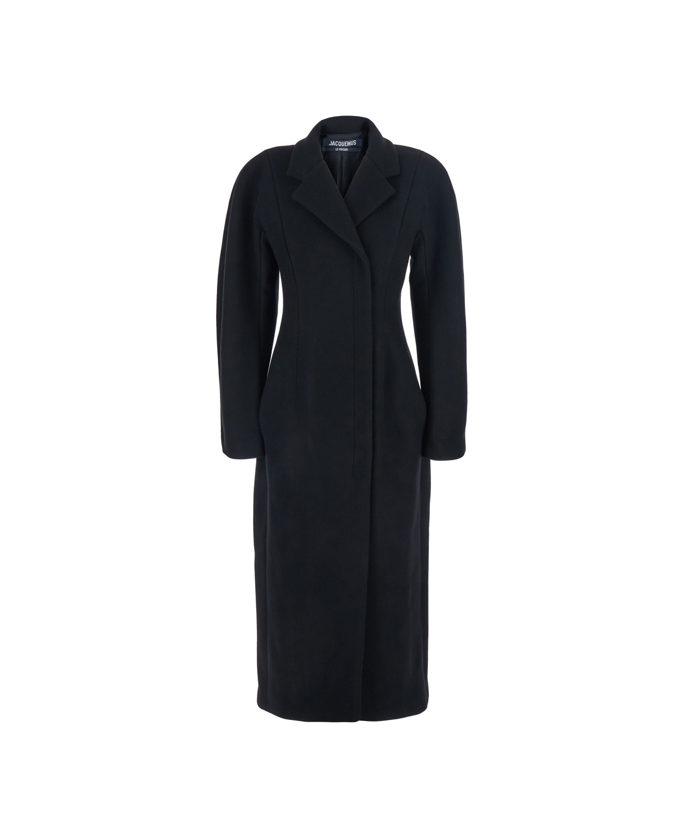 Jacquemus 
le Manteau Curvo
 Black Double-breasted Coat With Notched Revers And Rear Single Vent In Wool Woman - Black
