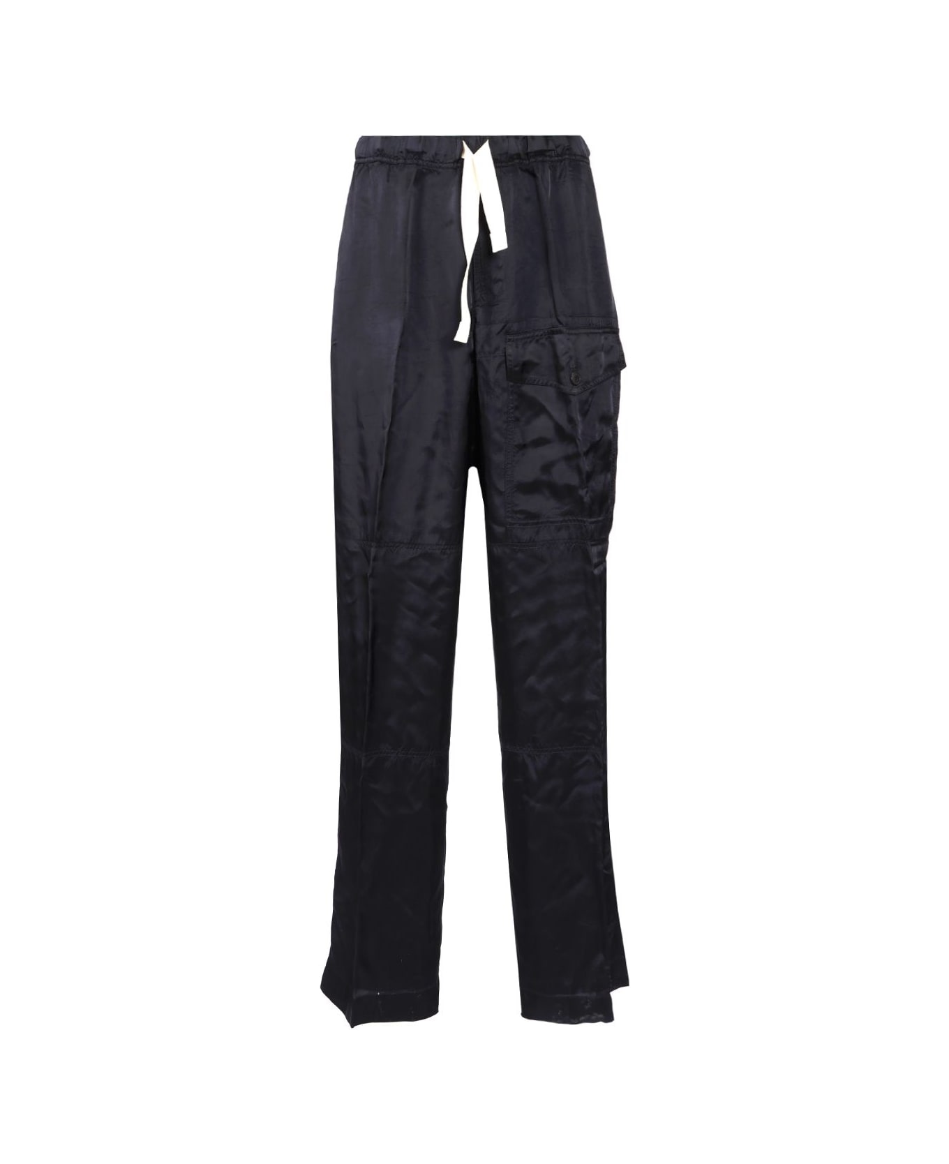 Dries Van Noten Viscose Drawstring Pants - Blue
