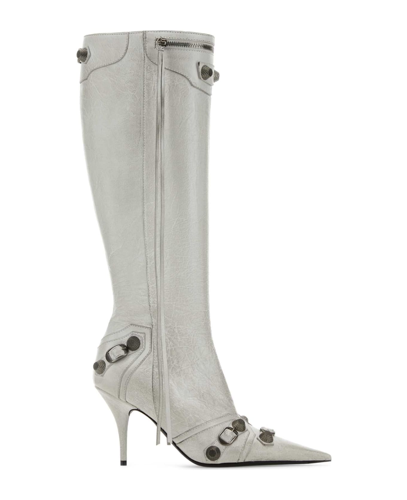 Balenciaga Chalk Leather Cagole Boots - DIRTYOPTICALWHITE