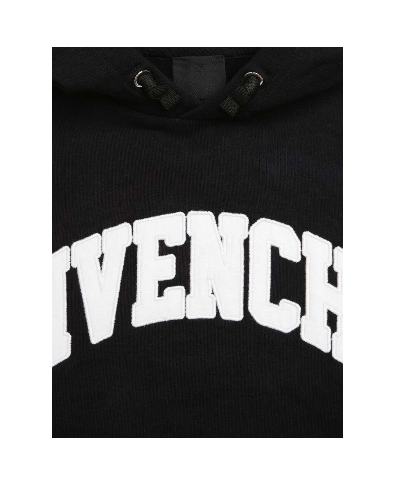 Givenchy Black Hoodie And Contrasting Maxi Logo In Cotton Blend Boy - Black