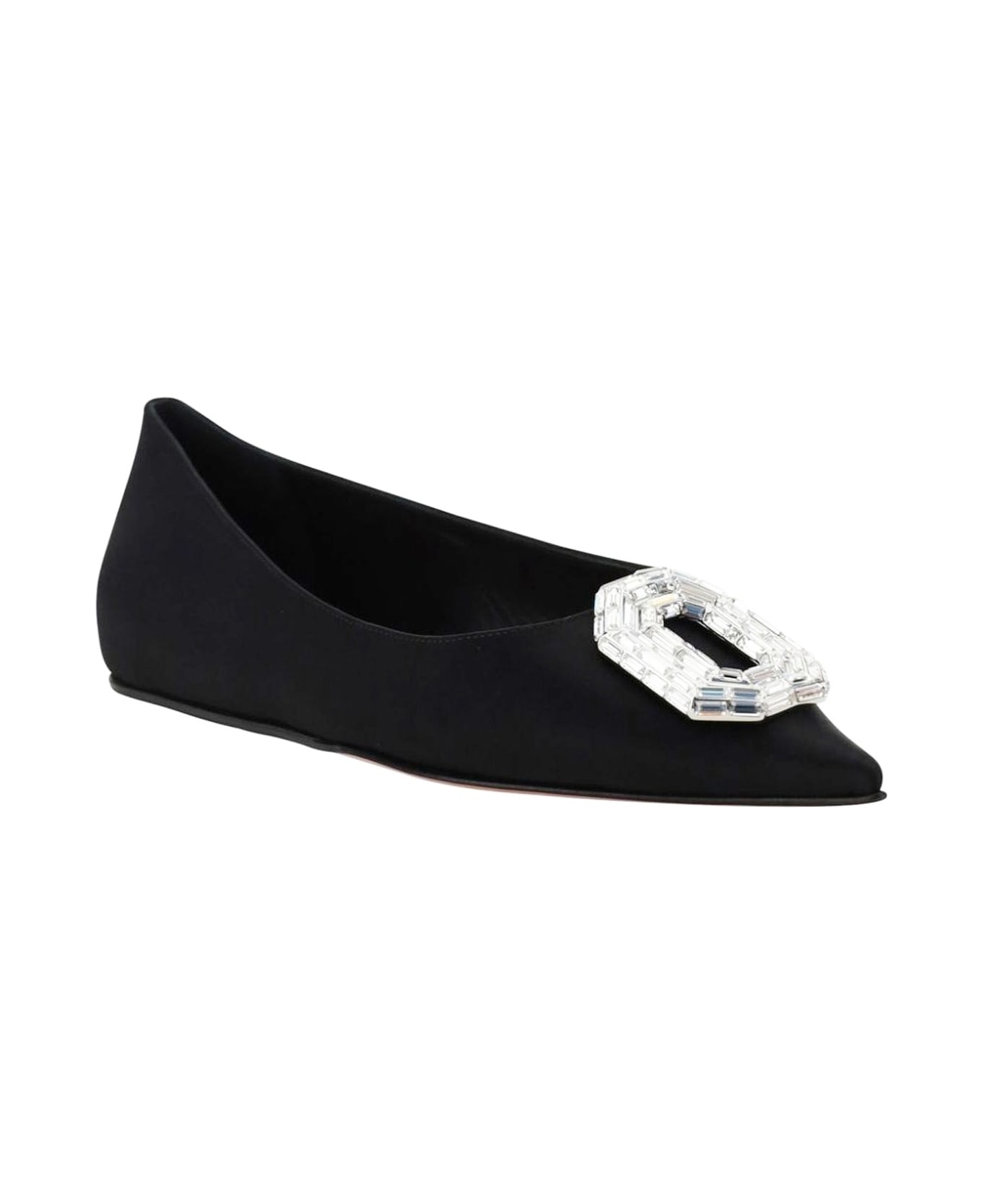 Amina Muaddi Camellia Ballerina Flats - Black