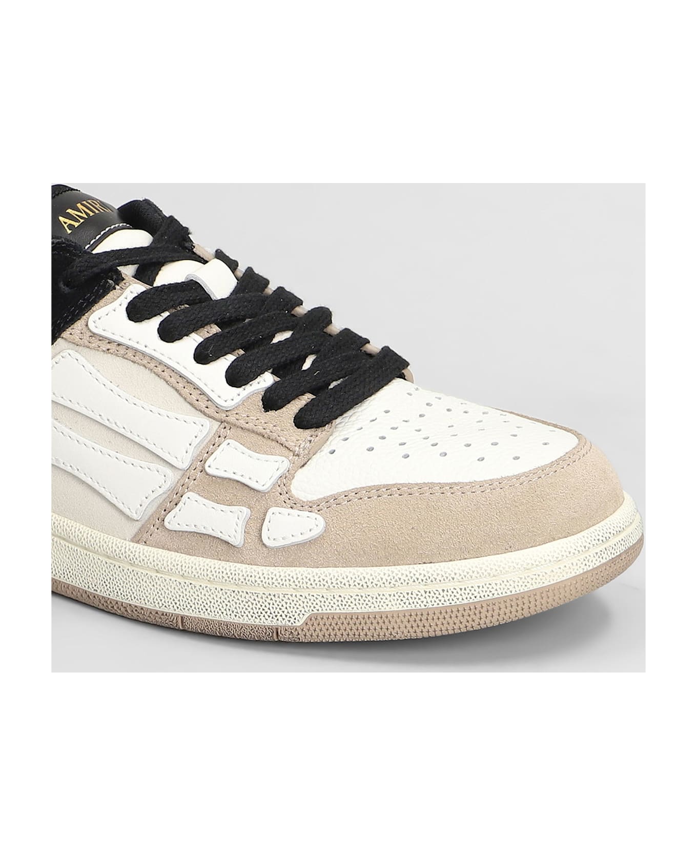 AMIRI Distressed Skel Top Sneakers In Black Leather - black