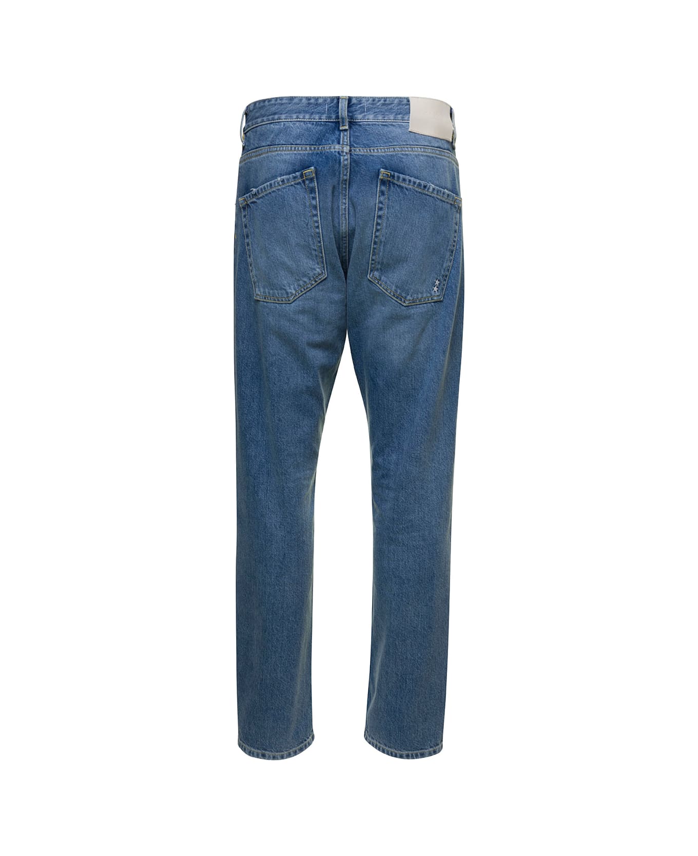 Icon Denim 'kanye' Blue 5-pocket Jeans With Logo Patch In Cotton Denim Man - Blu デニム