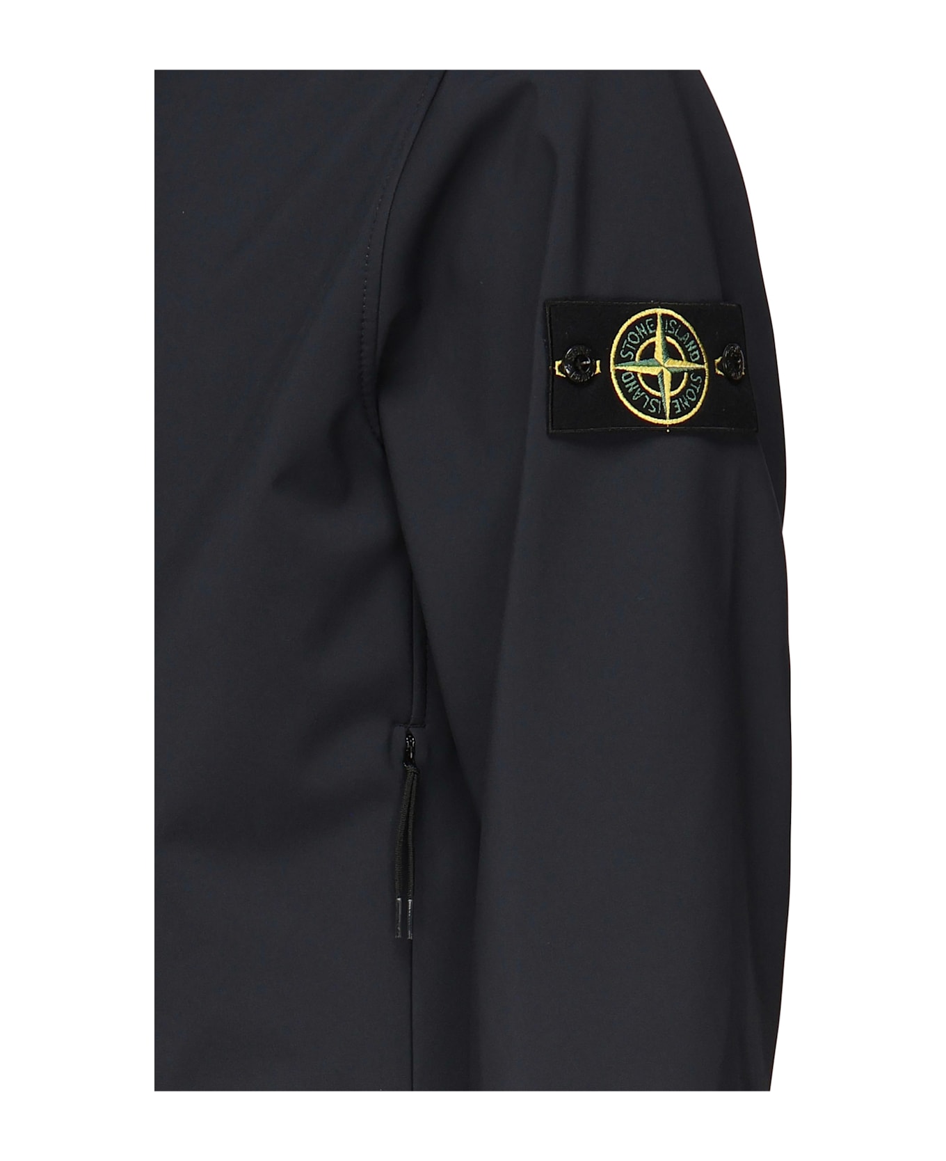 Stone Island Zip-up Jacket With Logo - Blue