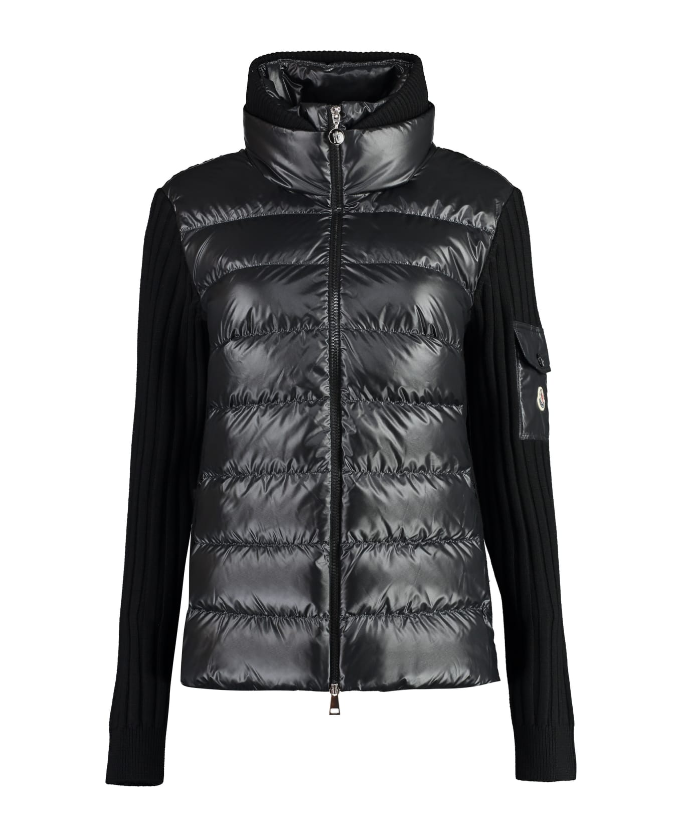 Moncler Cardigan With Padded Front Panel - black