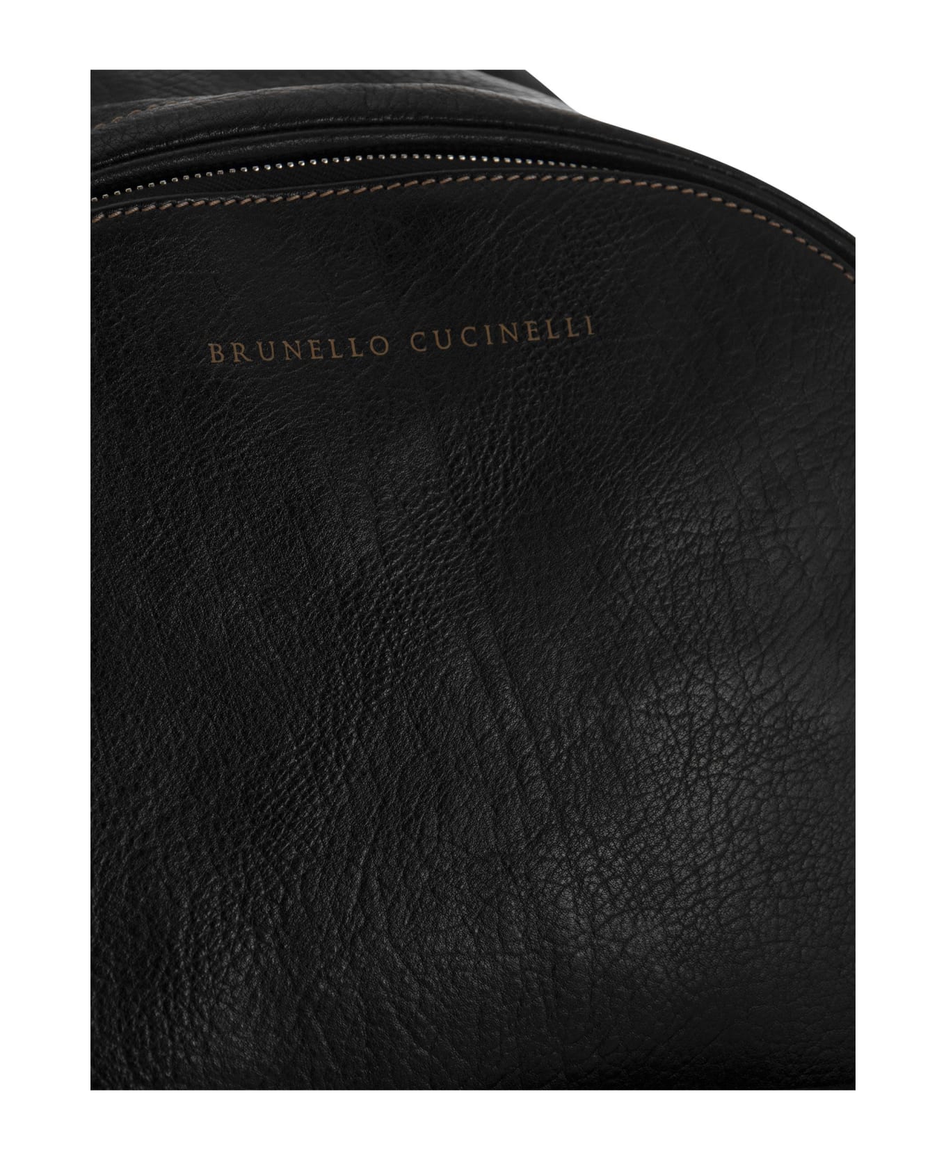 Brunello Cucinelli Backpack In Calfskin With Grain - Black
