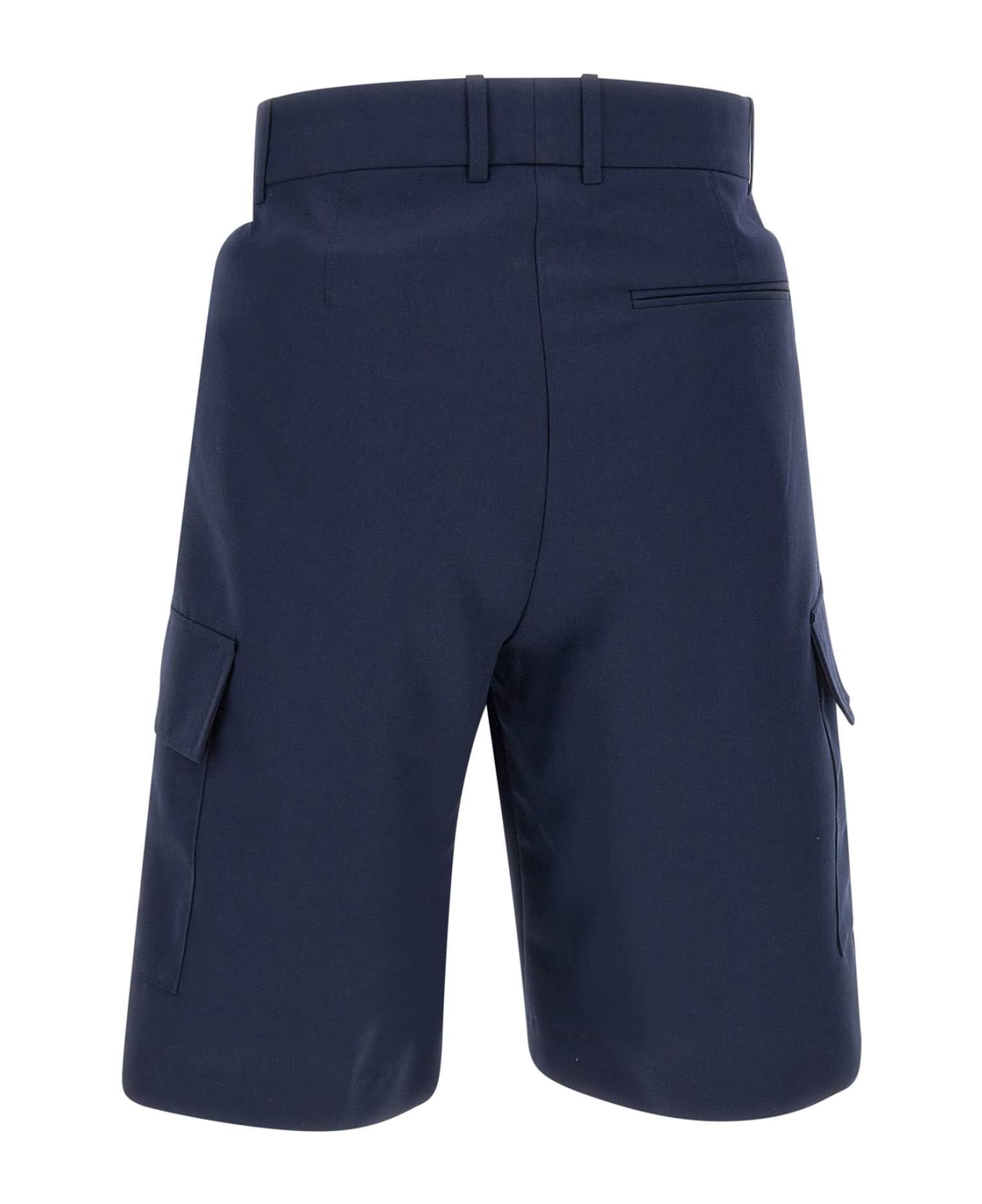 Drôle de Monsieur "le Shorts Cargo Laine" Fresh Wool Shorts - BLUE