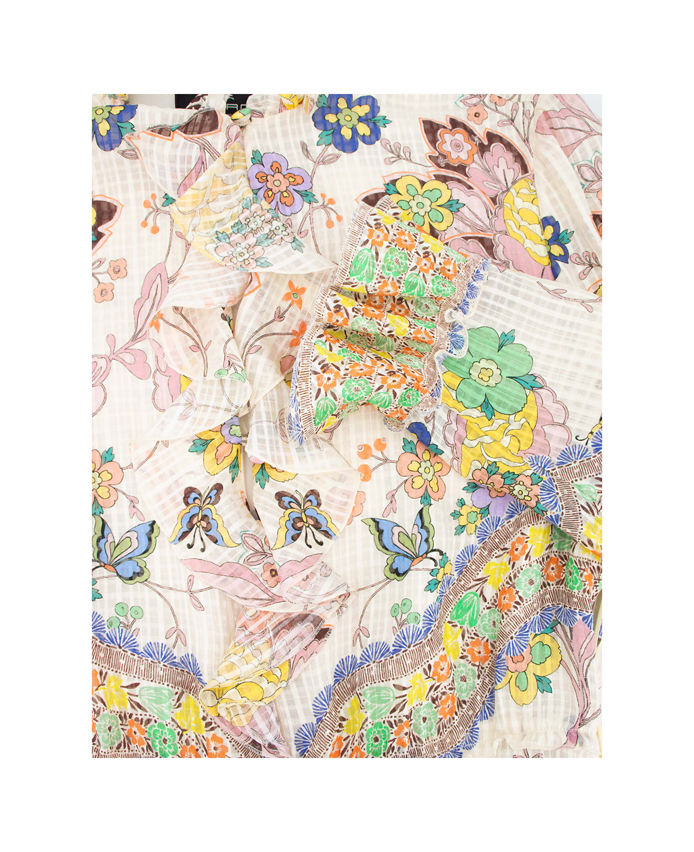 Etro Mock-neck Ruffled Mini Dress - PRINT ON WHITE BASE