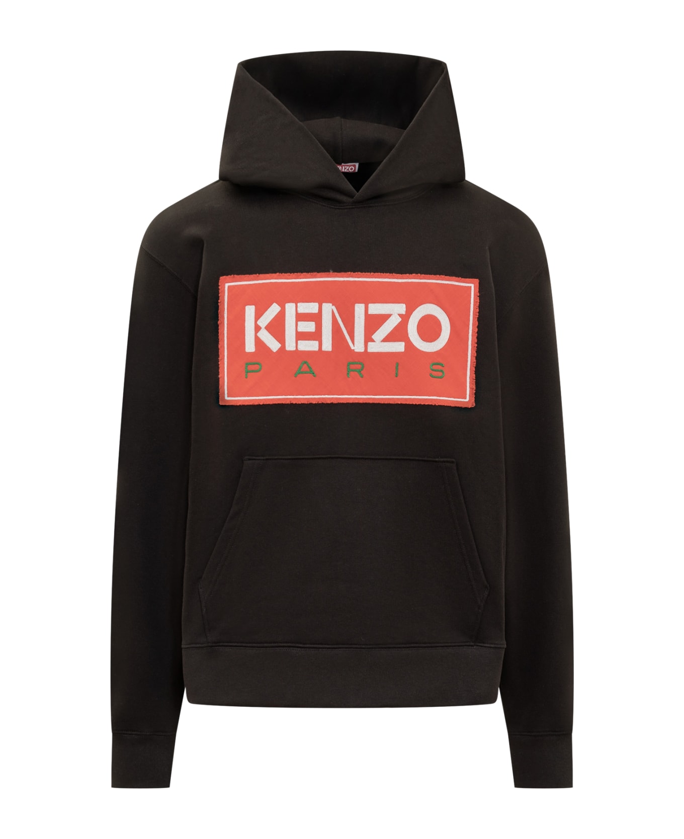 Kenzo Logo Embroidery Hoodie - BLACK フリース