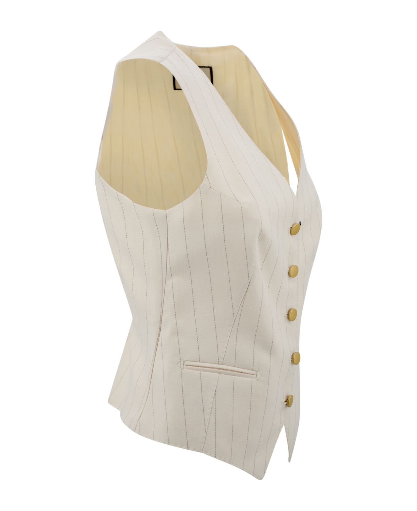 Tagliatore Cream White Striped 'giselle' Blazer In Linen Woman - White