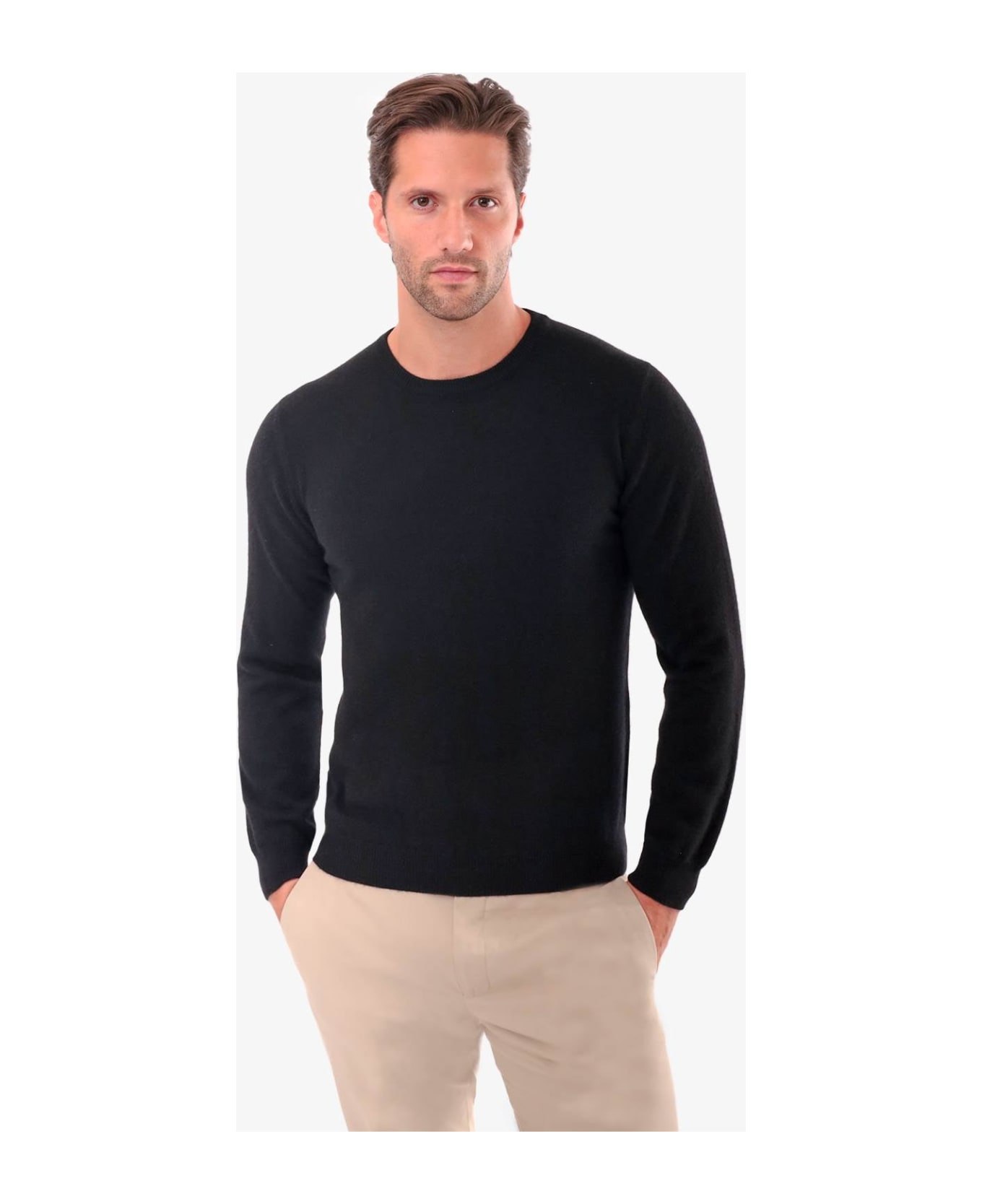 Larusmiani Crewneck Sweater Aspen Sweater - Black フリース