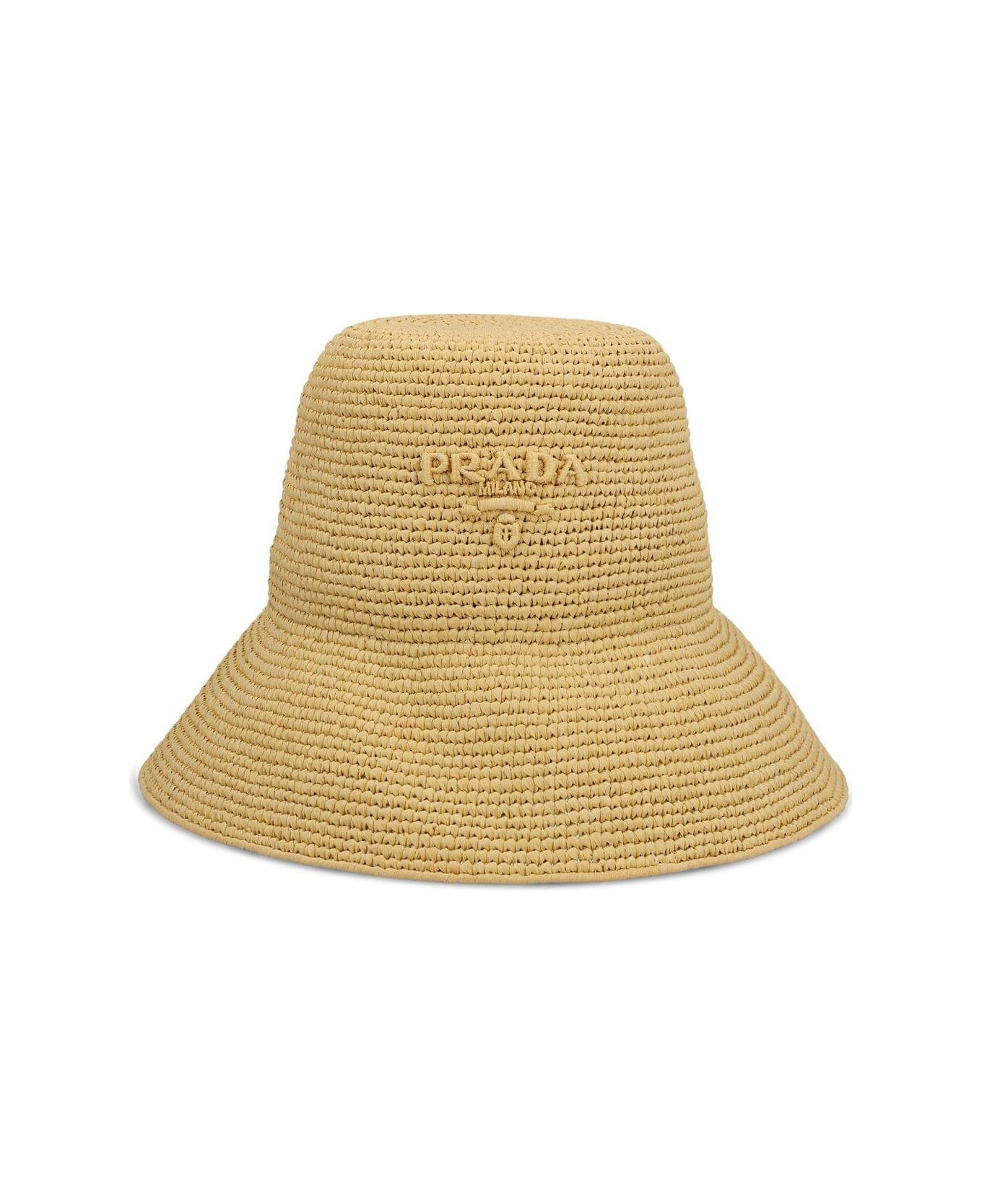 Prada Logo Embossed Bucket Hat - Naturale ヘアアクセサリー