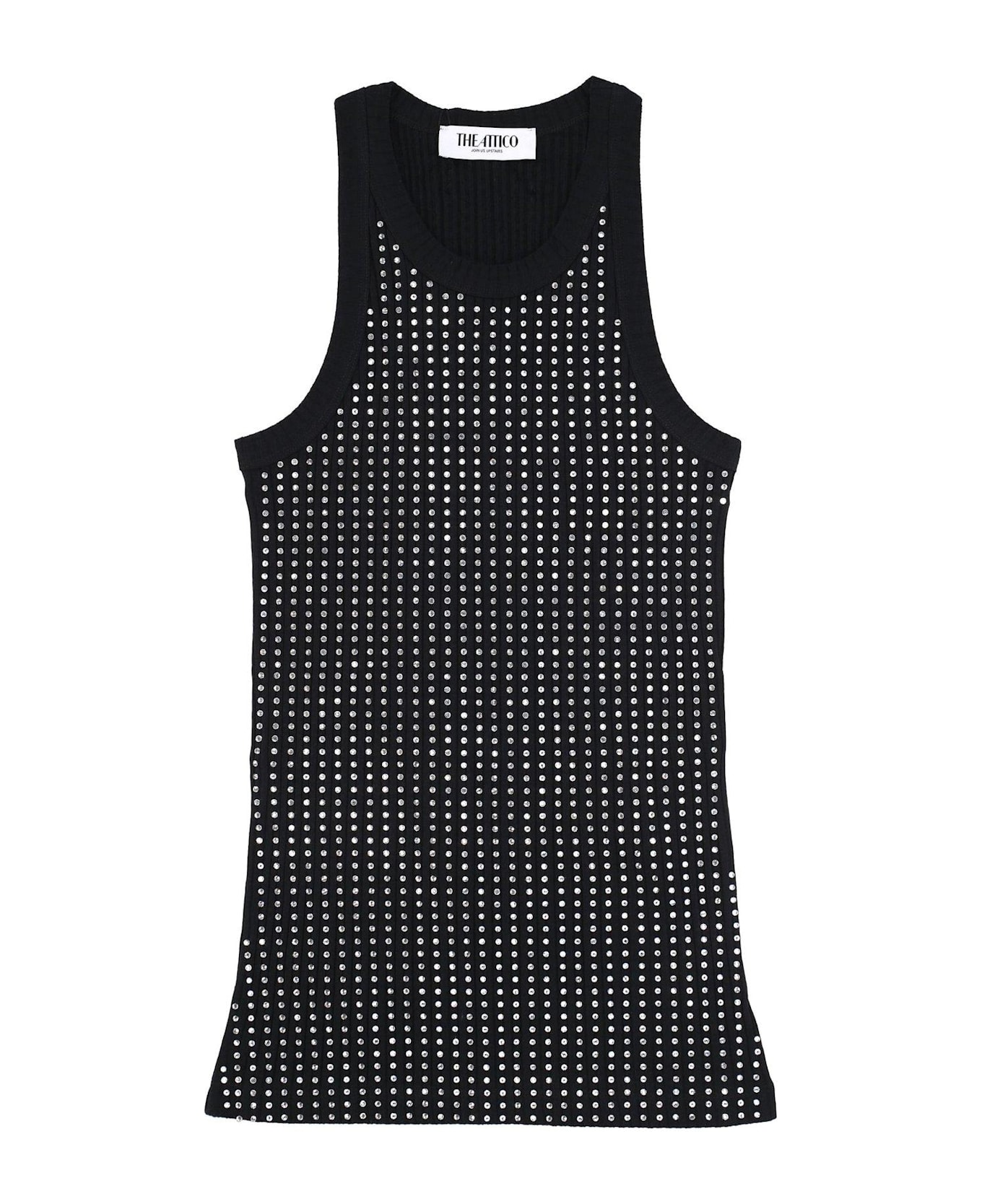The Attico Jersey Ribbed Tank Top - BLACK