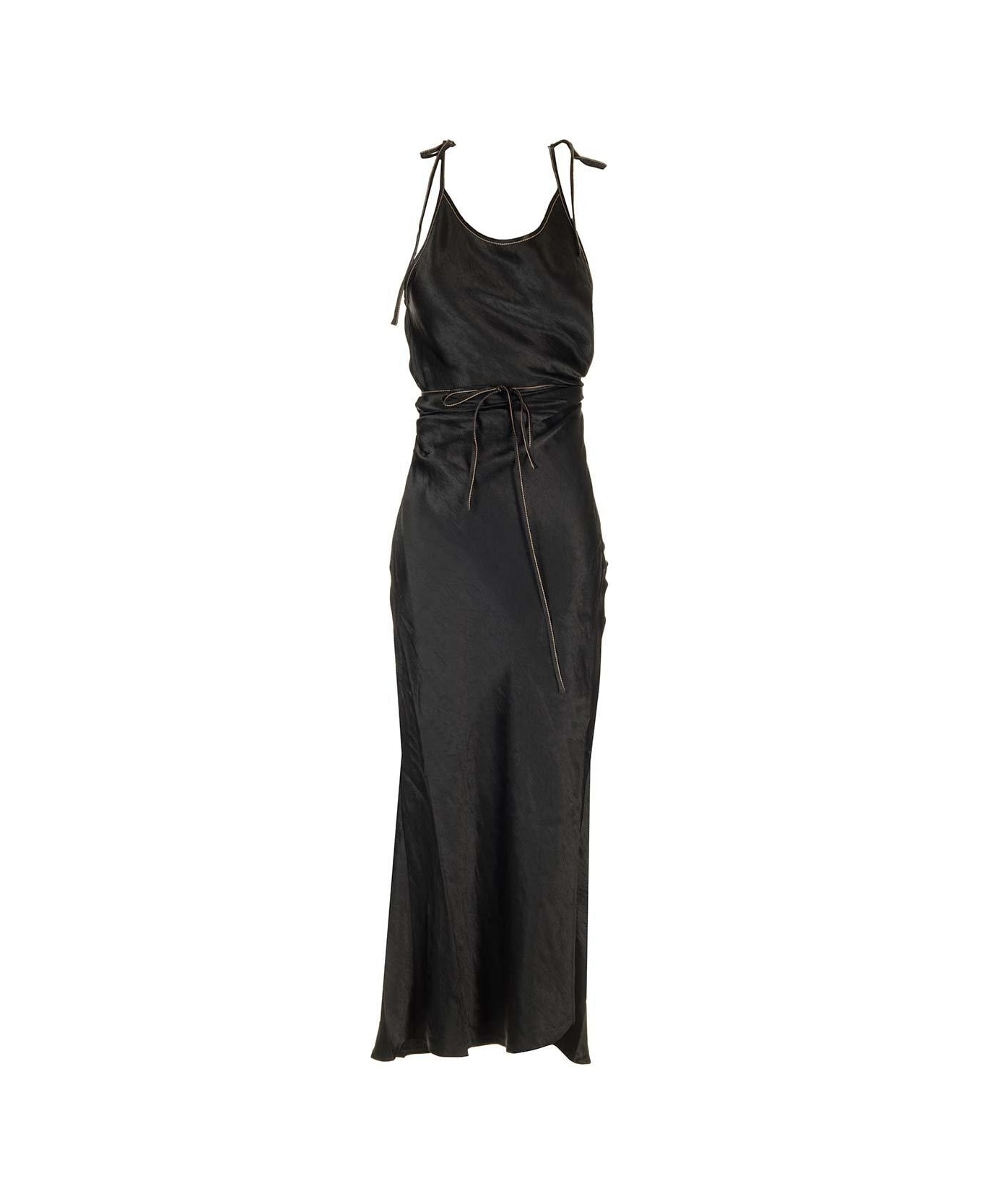 Acne Studios Sleeveless Wrap Detailed Maxi Dress - Black