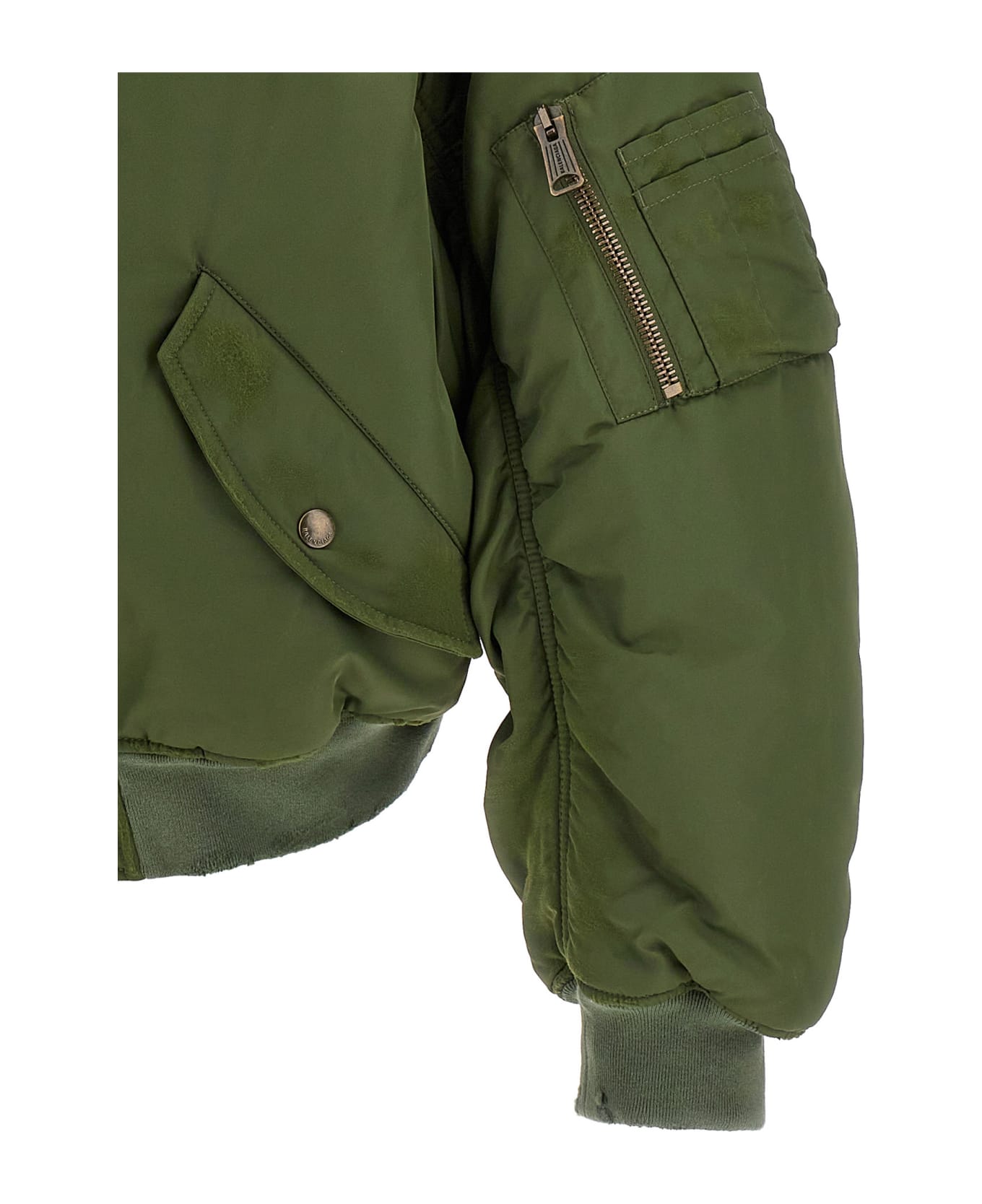 Balenciaga 'off Shoulder' Bomber Jacket - Green