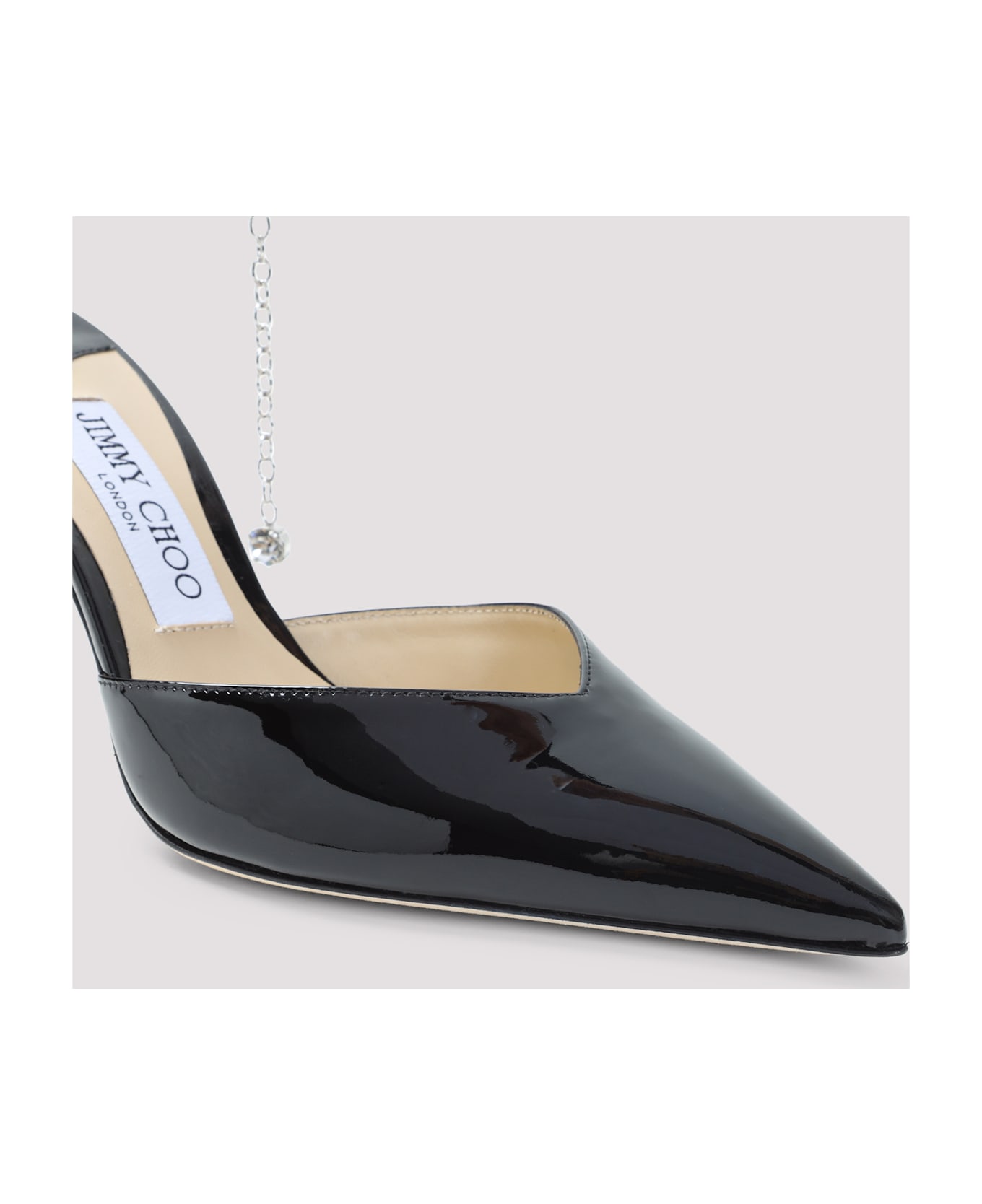 Jimmy Choo Saeda 85 Patent Leather Pumps - Black Crystal