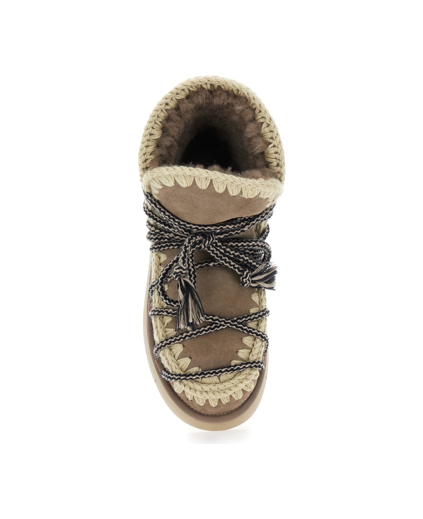 Mou Grey Ankle Boots With Lace Closure And Tassel Detail In Leather Woman - Grey