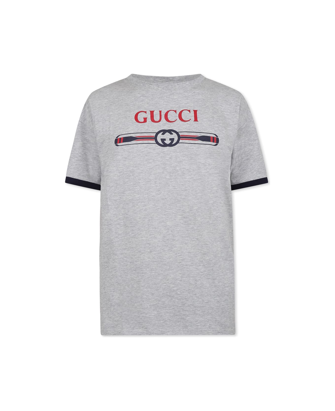 Gucci Grey T-shirt For Boy With Logo - Grey