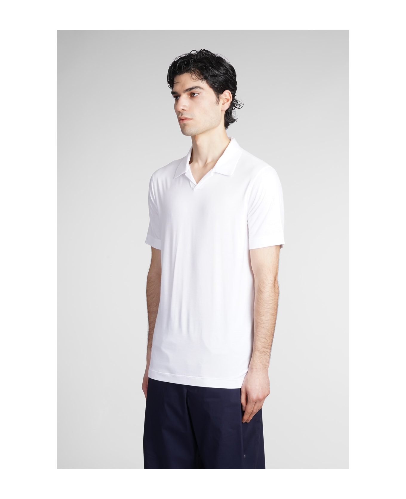 Giorgio Armani White Viscose Blend Polo Shirt - white
