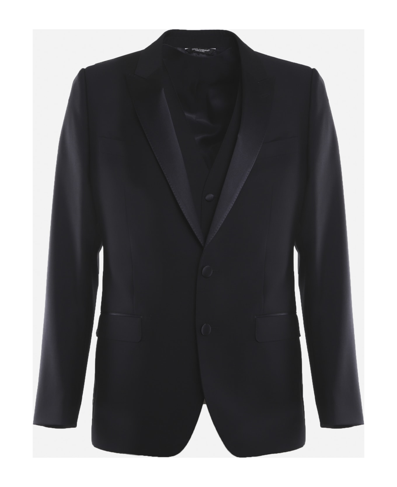 Dolce & Gabbana Suit Made Of Virgin Wool With Silk Inserts - Blue