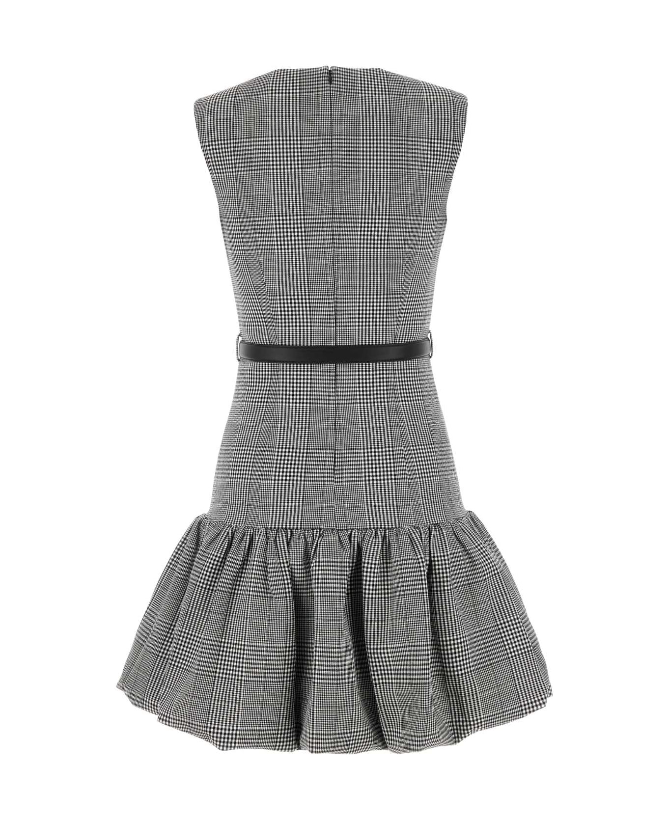 self-portrait Emboidered Stretch Glencheck Mini Dress - BLACKANDWHITE