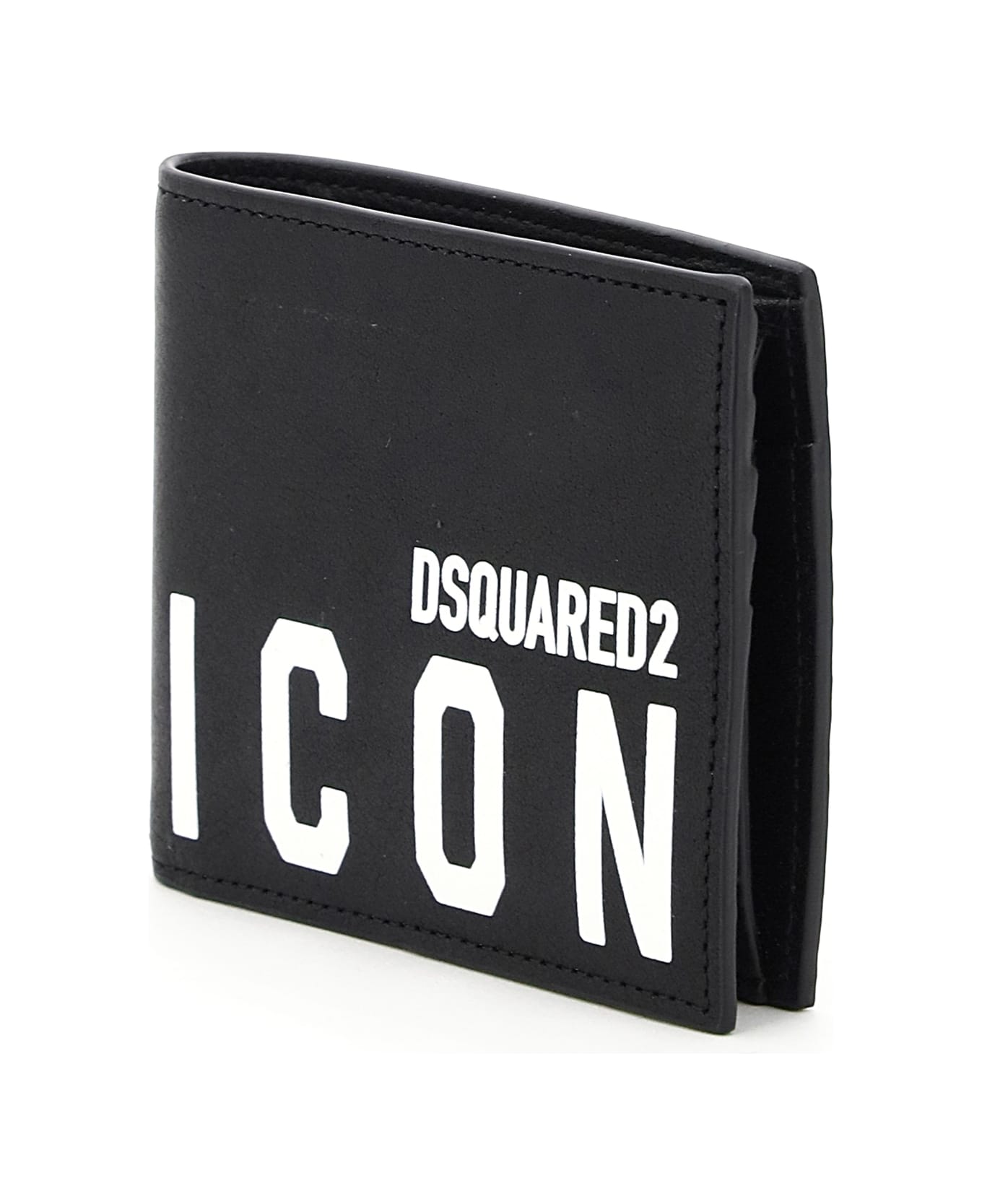 Dsquared2 Icon Print Leather Wallet - NERO BIANCO
