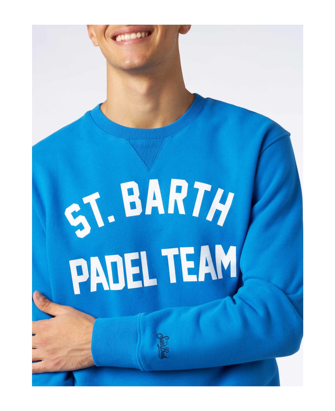 MC2 Saint Barth Cotton Sweatshirt With St. Barth Padel Team Print - BLUE