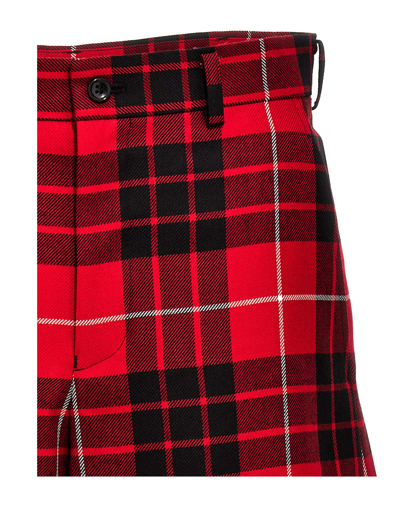 Black Comme des Garçons Check Bermuda Shorts - Red