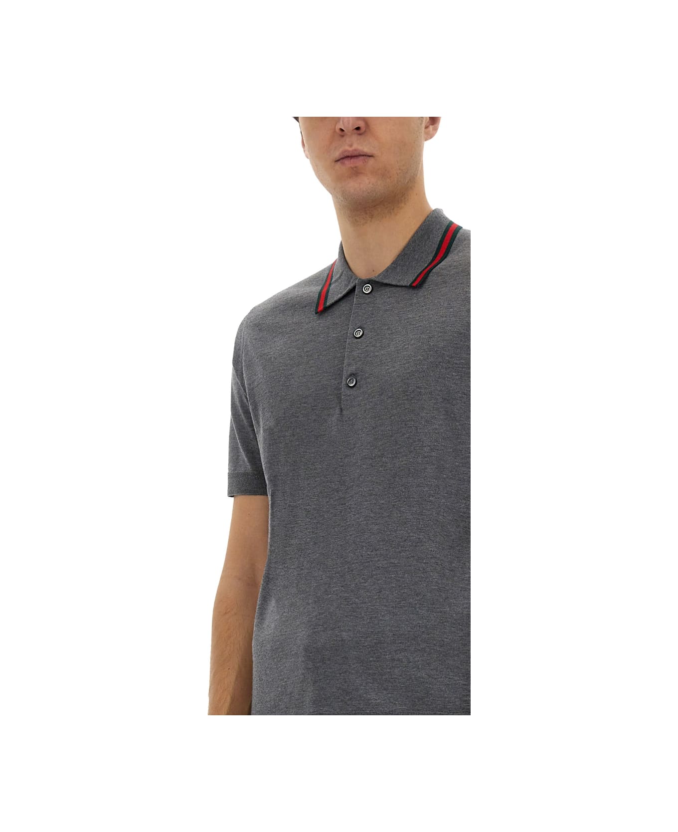 Gucci Polo Shirt With Web Pattern - BLUE