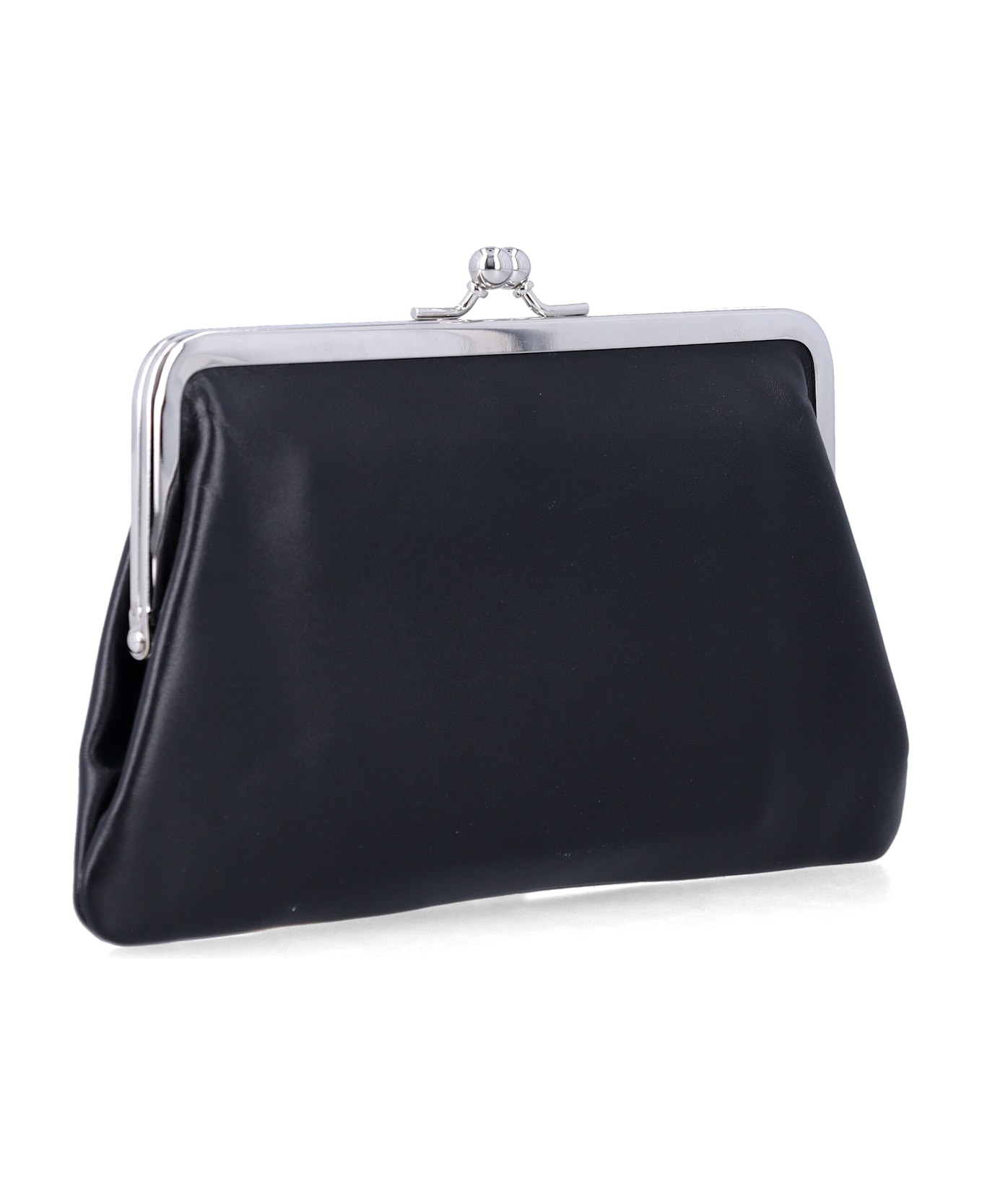 Comme des Garçons Wallet Medium Smooth Leather Kiss-clasp Purse - BLACK