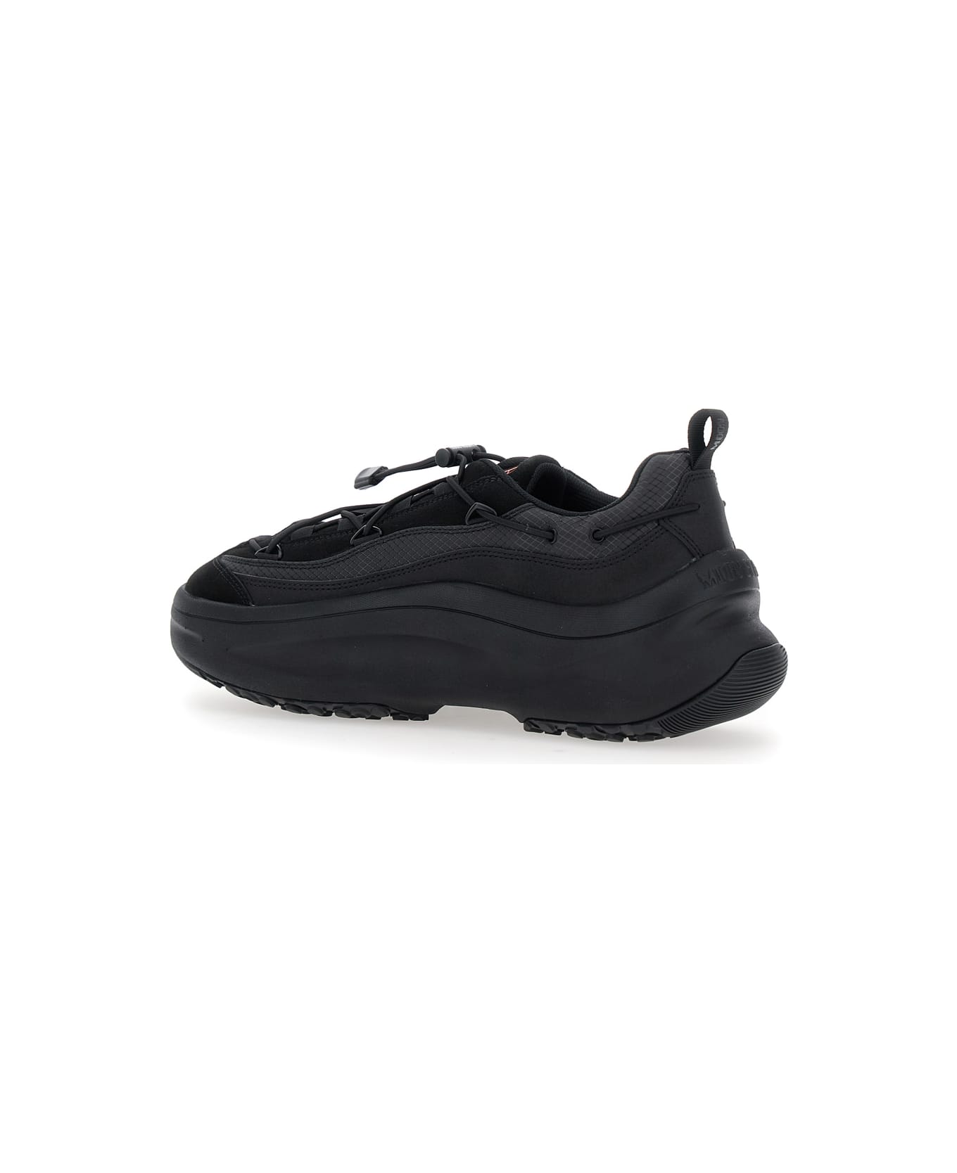 Moon Boot 
moon 247
 Black Low Top Sneakers With Logo On The Tongue In Leather And Fabric Blend Woman - Black